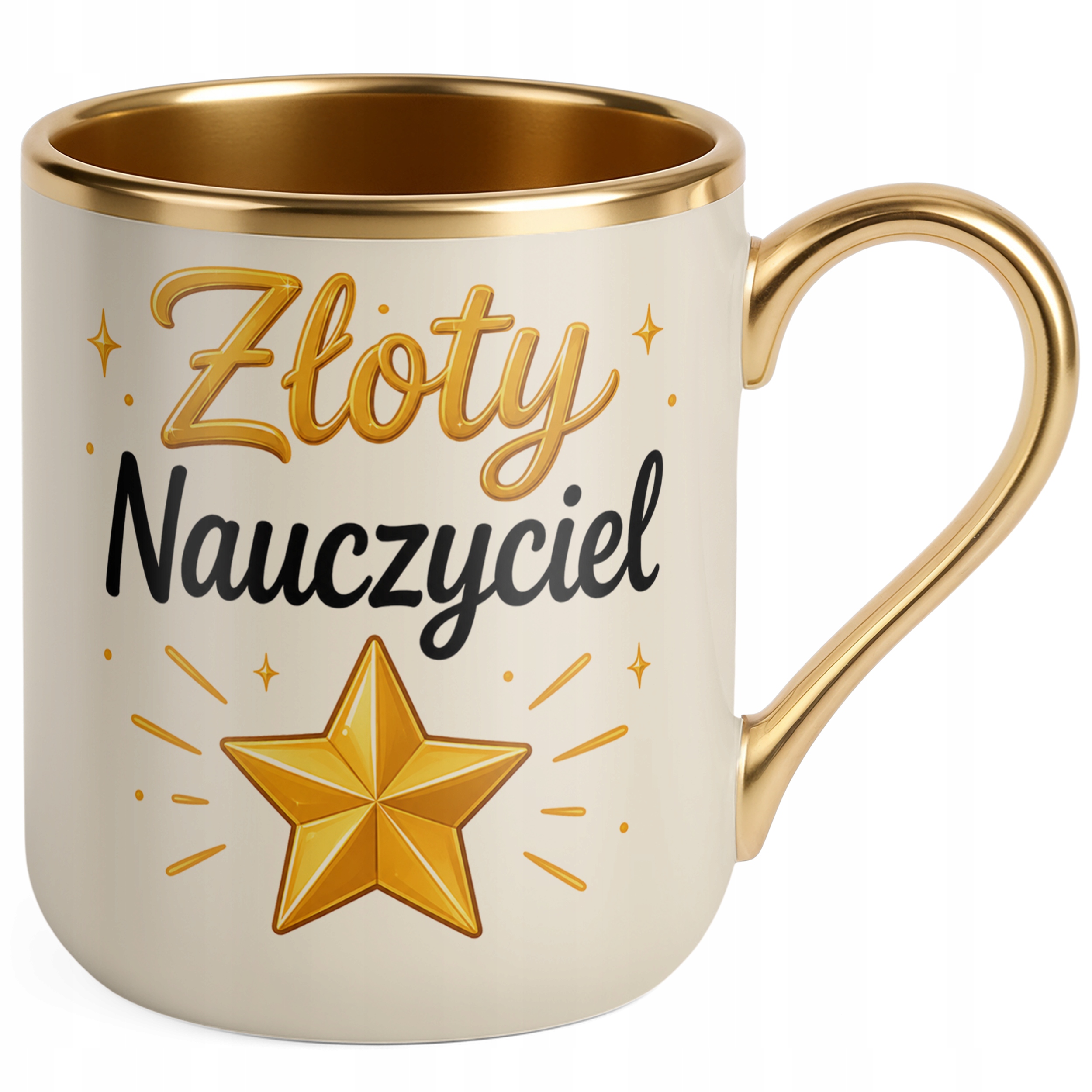 Kubek Premium Złoty Ecru Dzień Nauczyciela Dla Nauczyciela Prezent Upominek