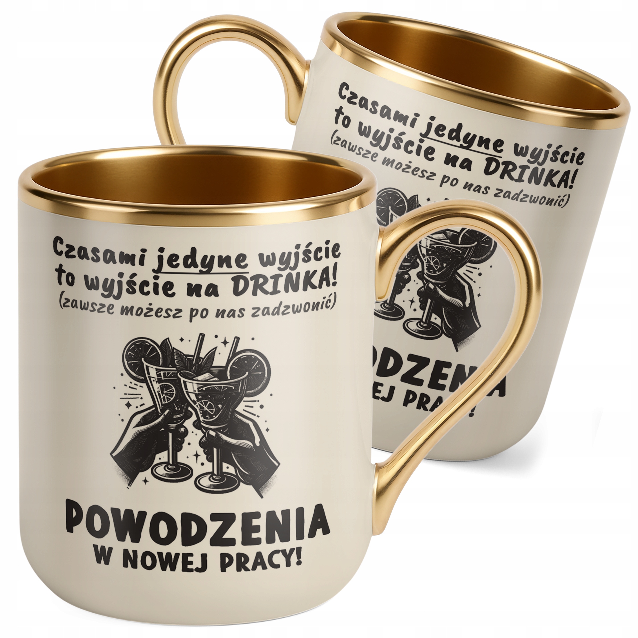 Kubek Premium Złoty Ecru Na Pożegnanie Odejście z Pracy Zabawny Prezent