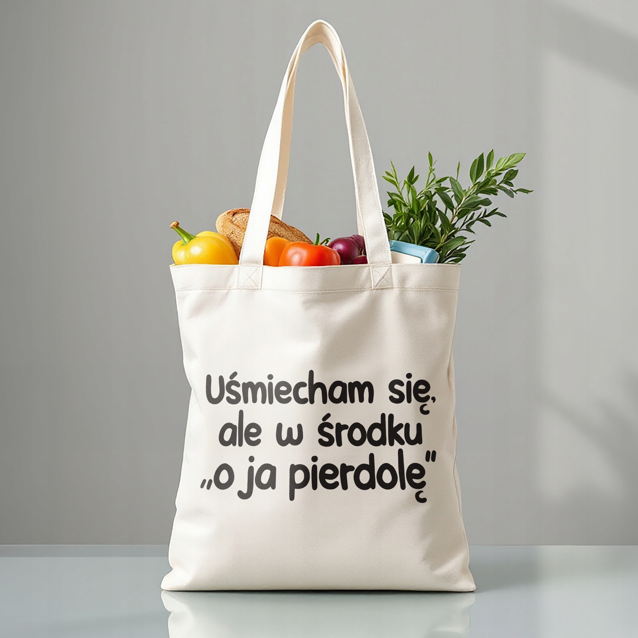 Torba bawełniana premium Uśmiecham Się Ale W Środku Zabawny Prezent