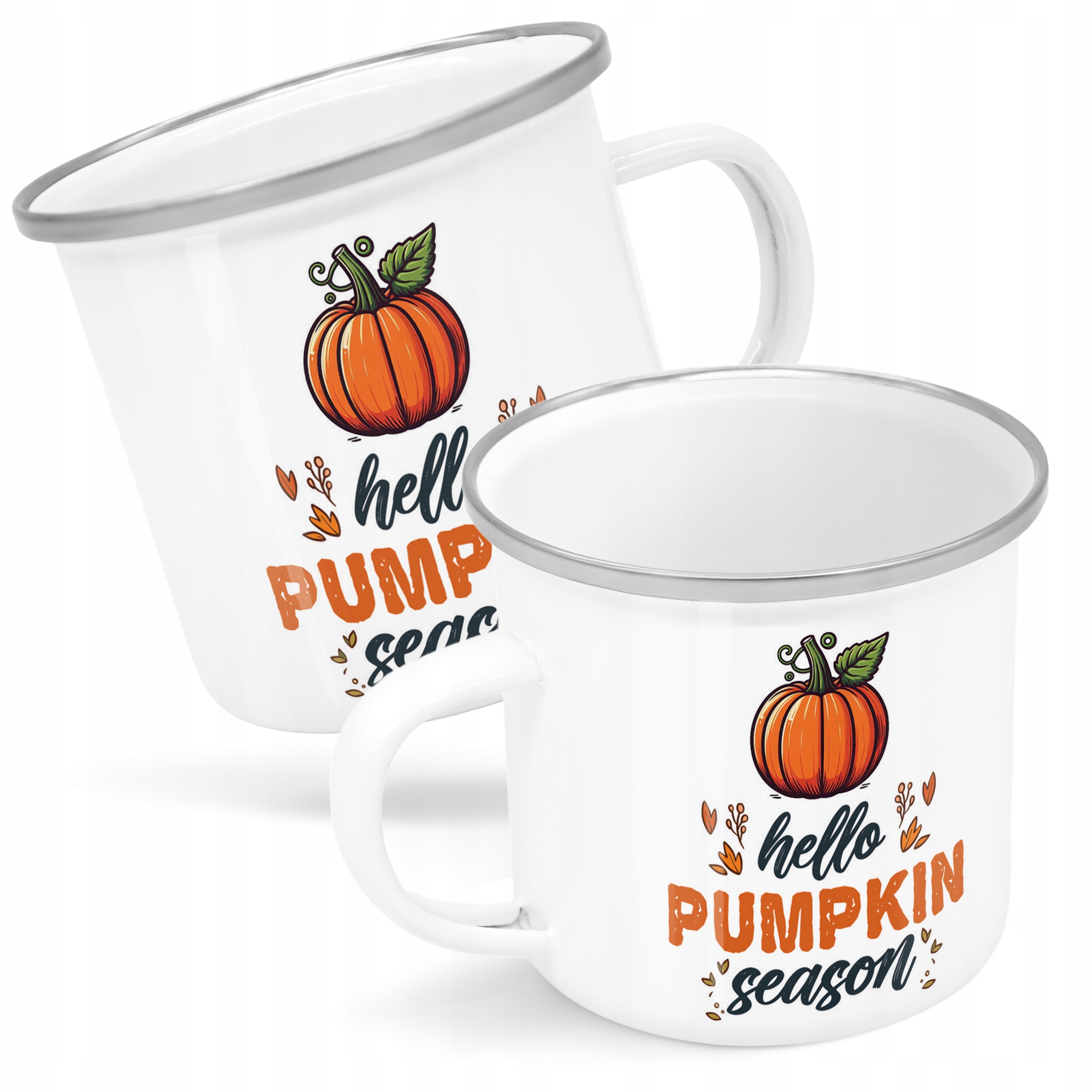 Emaliowany Kubek Garnuszek Jesienny Jesień Hello Pumpkin Dynia Prezent