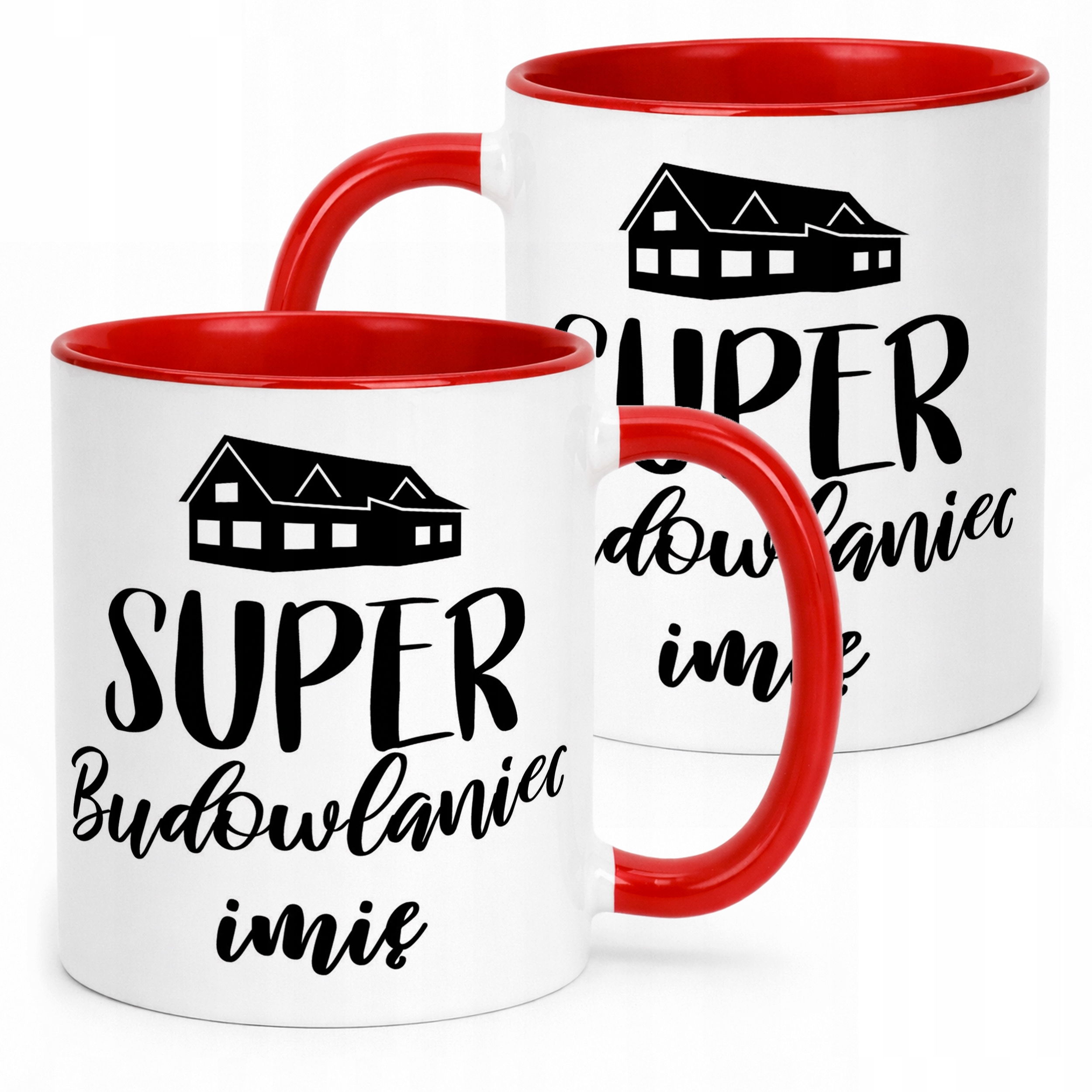 Kubek Czerwony Personalizowany Super Budowlaniec Prezent Upominek