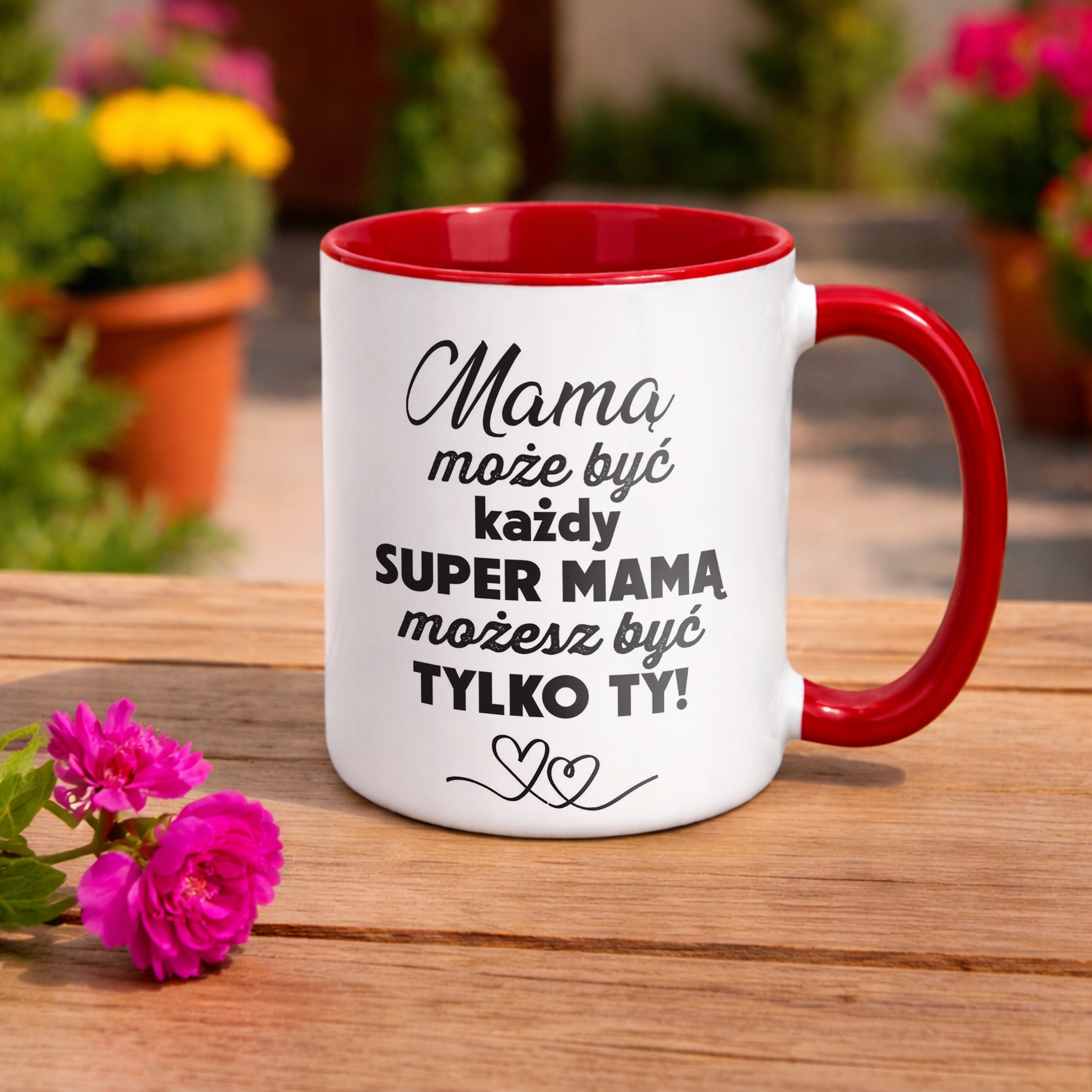 Kubek Czerwony Dzień Matki Dla Mamy Prezent Upominek Super Mama