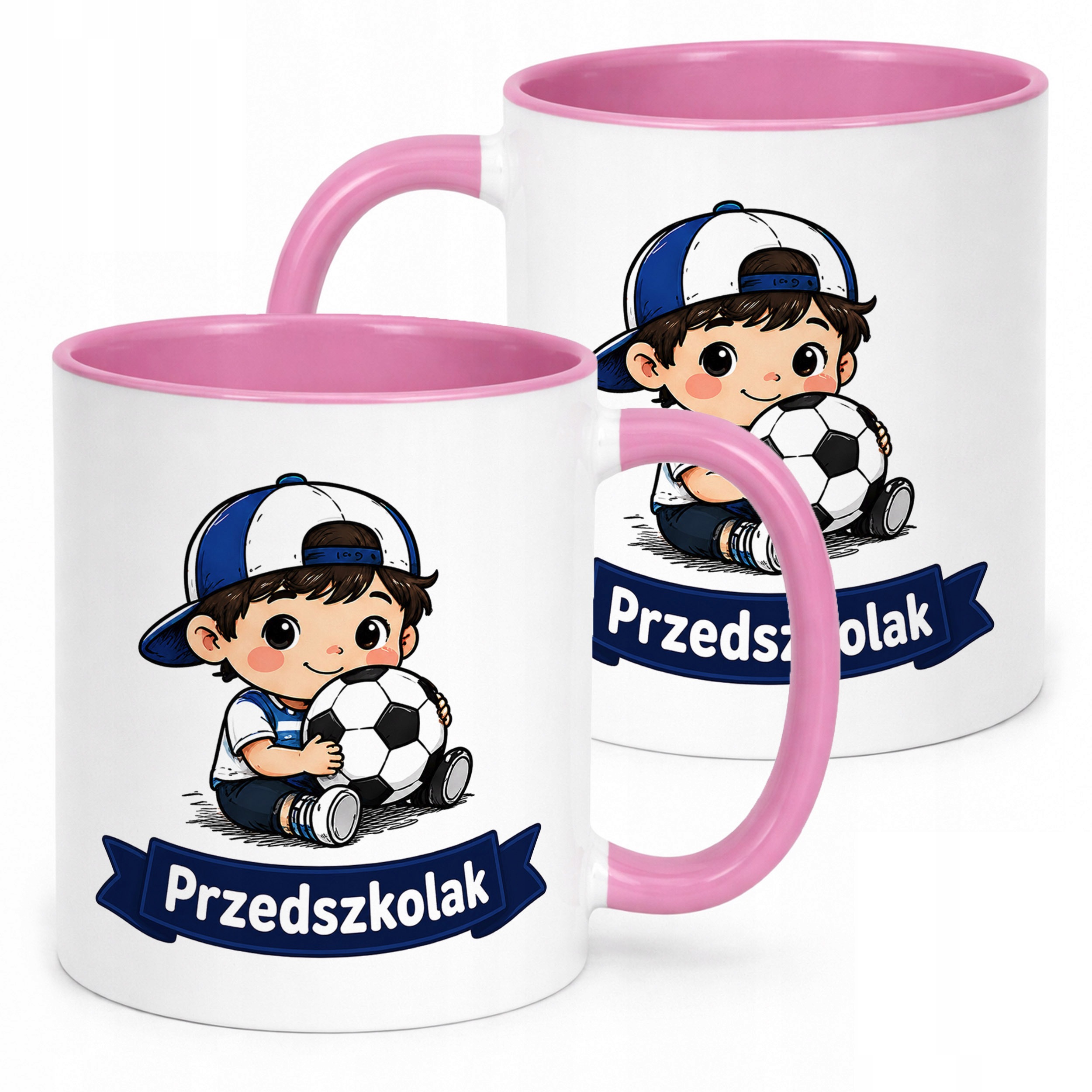 Kubek Różowy z nadrukiem Przedszkolak Szkoła Dla Dzieci Prezent