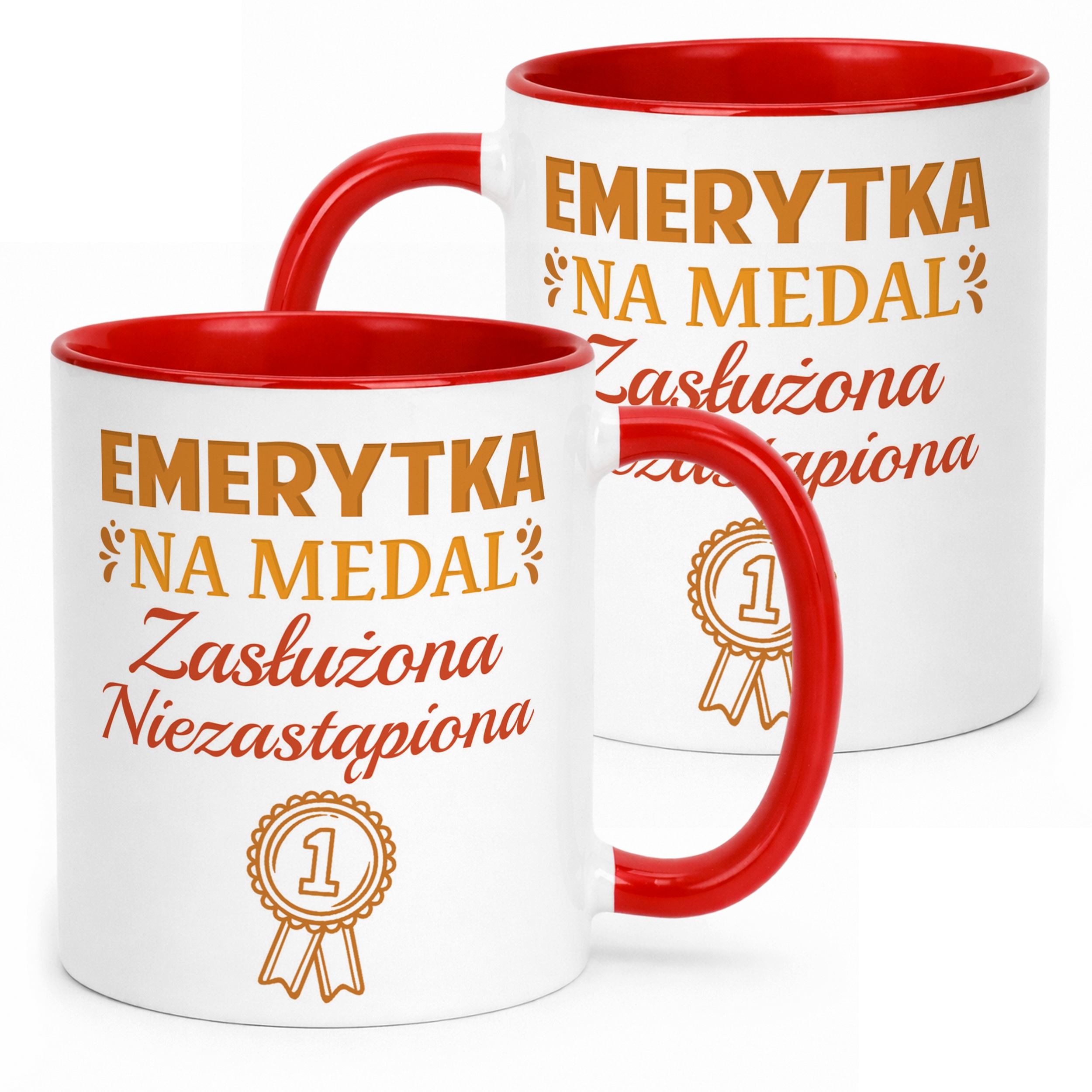 Kubek Czerwony z okazji Emerytury Dla Emerytki Prezent Upominek