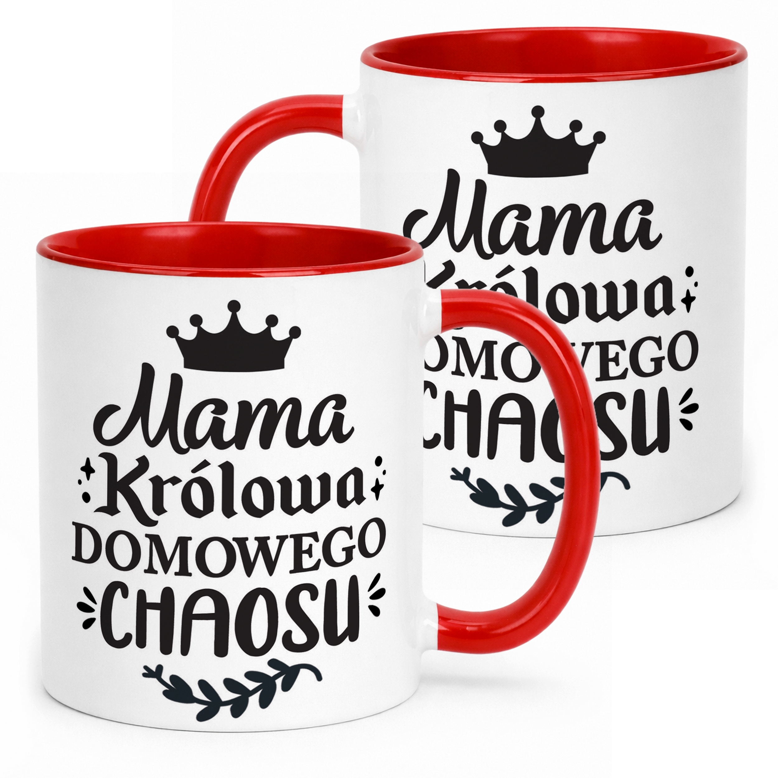 Kubek Czerwony Dzień Matki Dla Mamy Prezent Królowa Domowego Chaosu