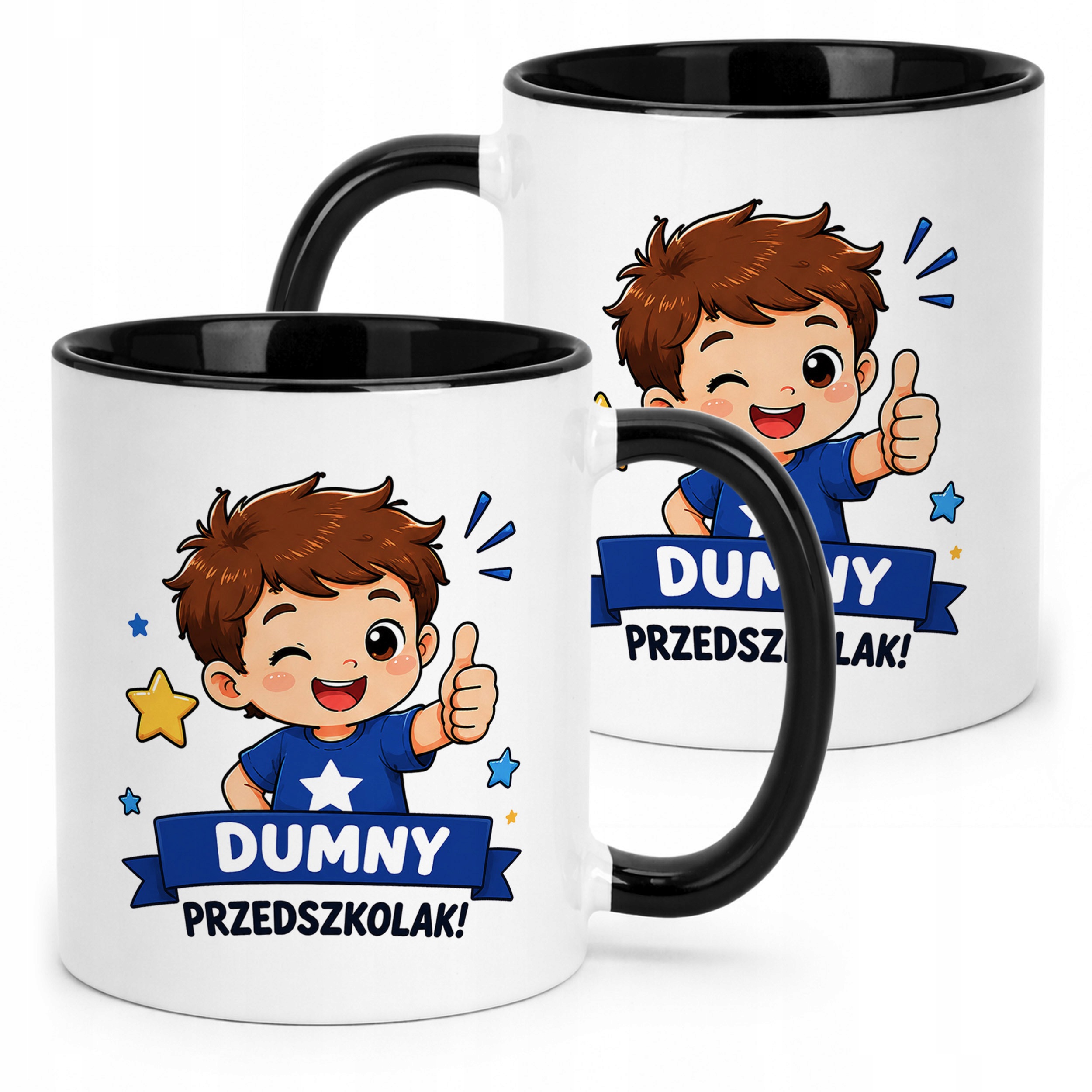 Kubek Czarny z nadrukiem Przedszkolak Szkoła Dla Dzieci Prezent