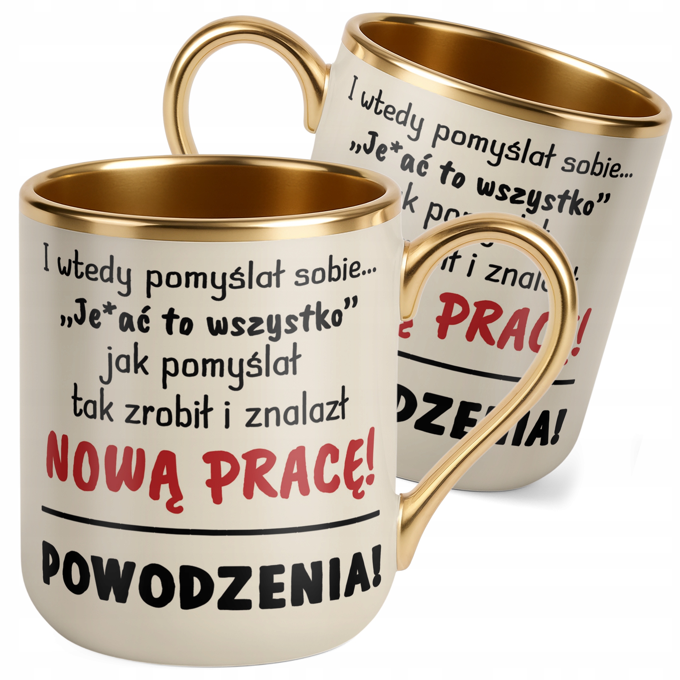 Kubek Premium Złoty Ecru Na Pożegnanie Odejście z Pracy Zabawny Prezent