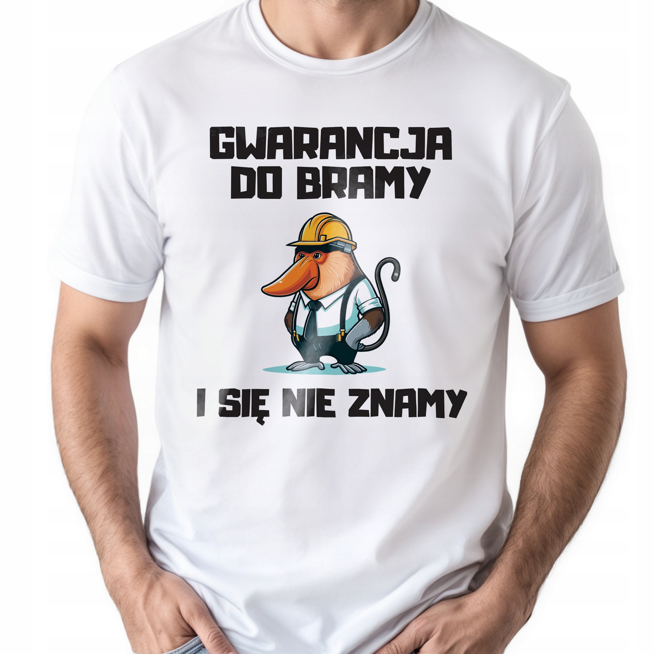 Koszulka biała męska Gwarancja Do Bramy Zabawny Prezent