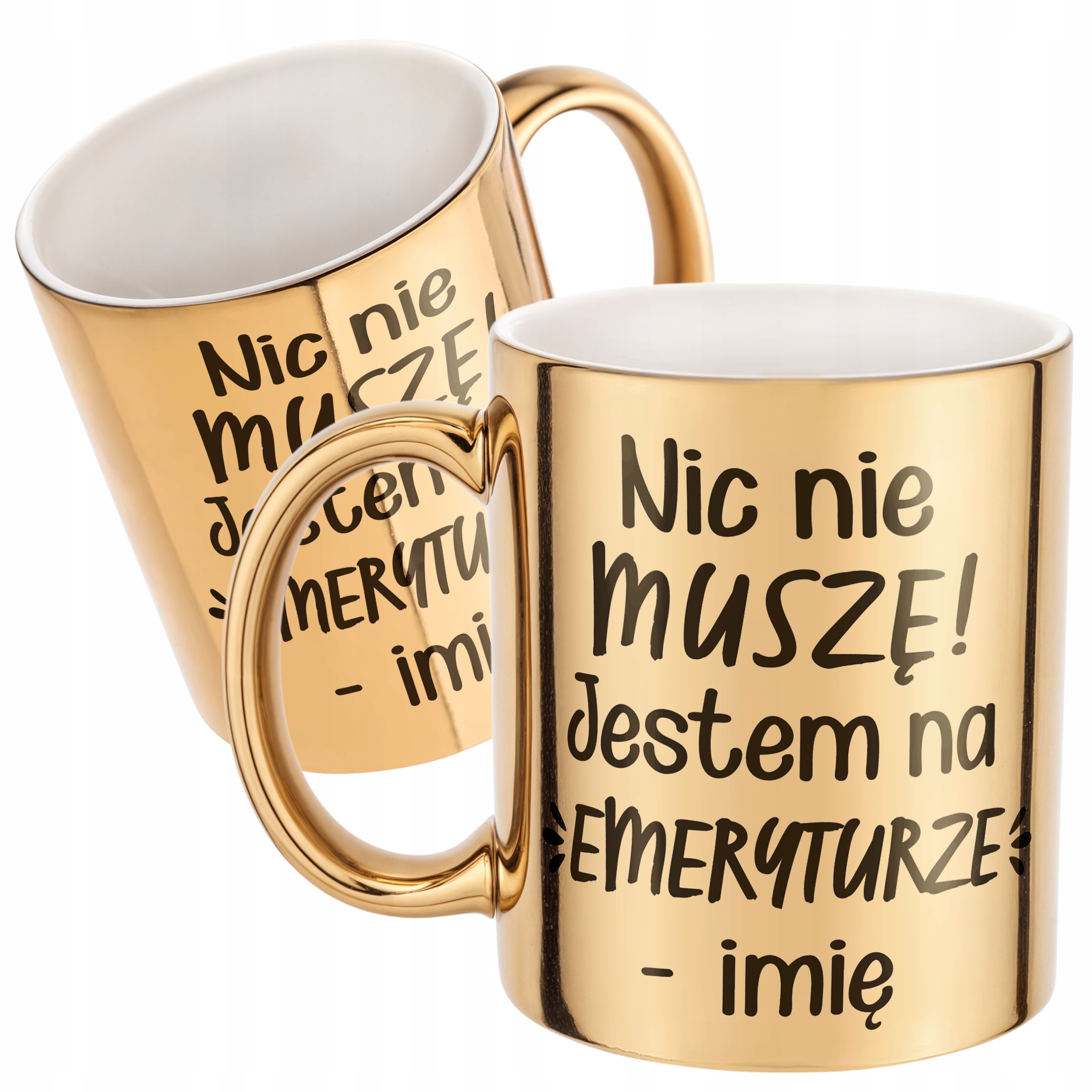 Złoty Kubek ceramiczny Personalizowany z okazji Emerytury Dla Emeryta
