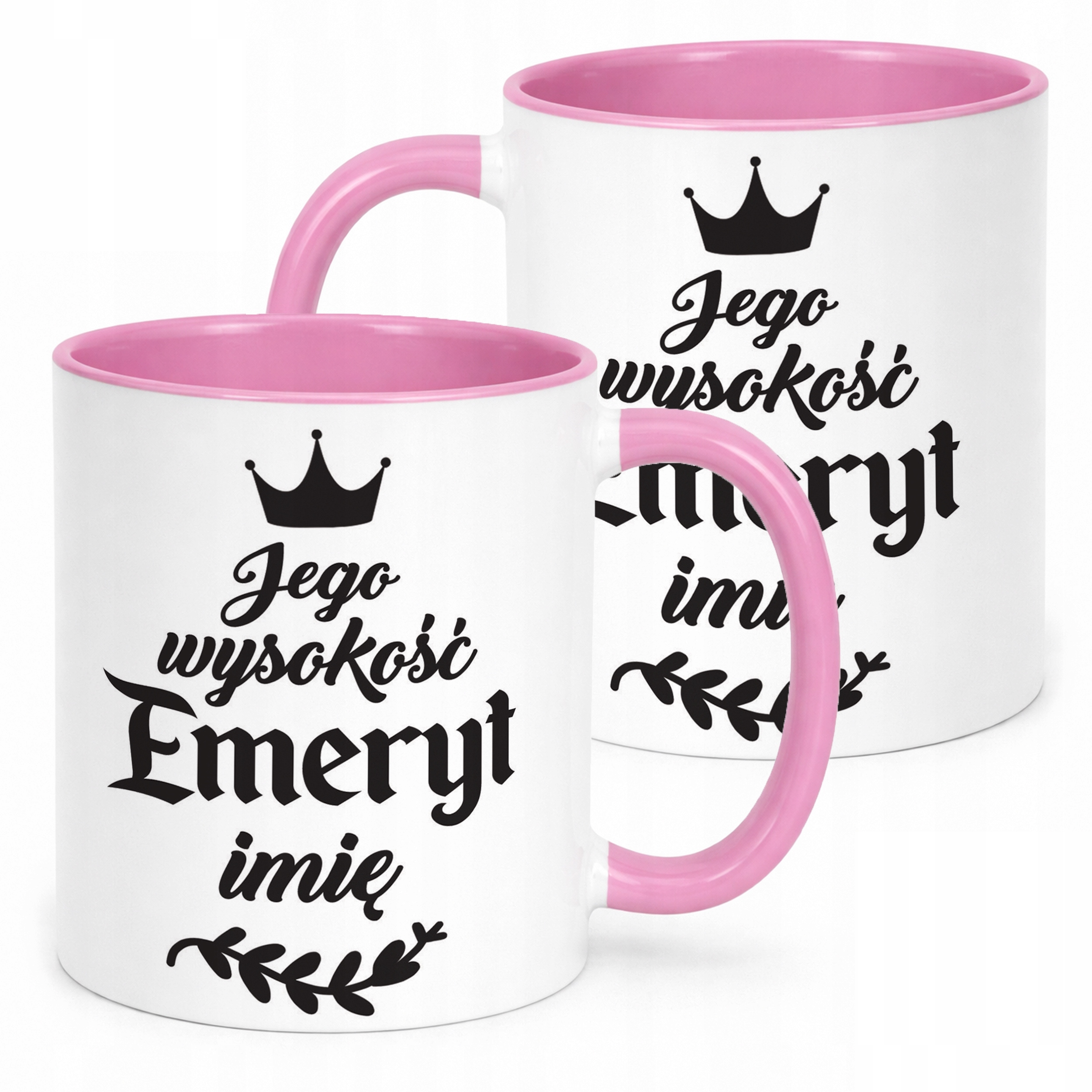 Kubek Różowy Personalizowany z okazji Emerytury Dla Emeryta Prezent