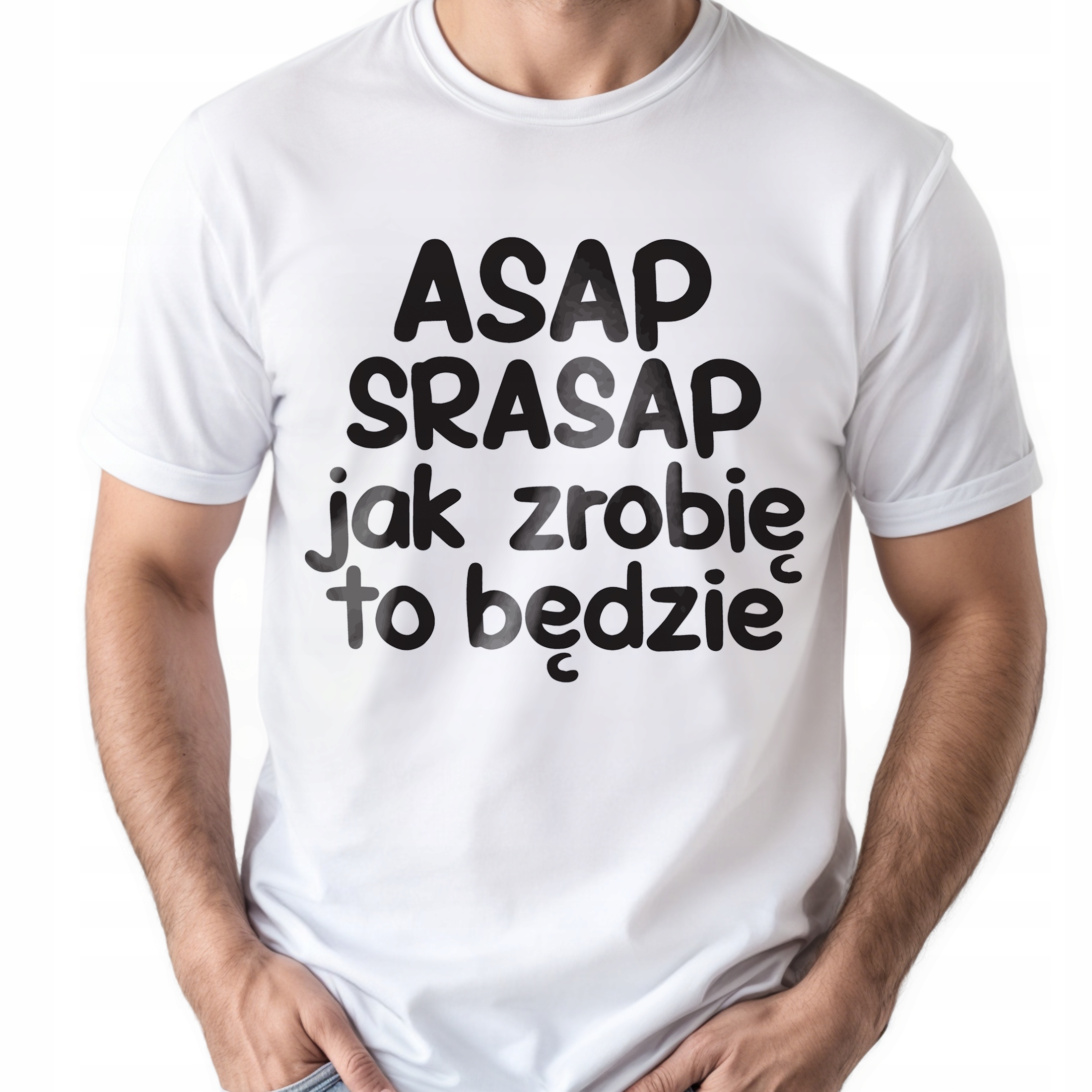 Koszulka biała męska ASAP SPRASAP Jak Zrobię To Będzie Prezent r. 3XL