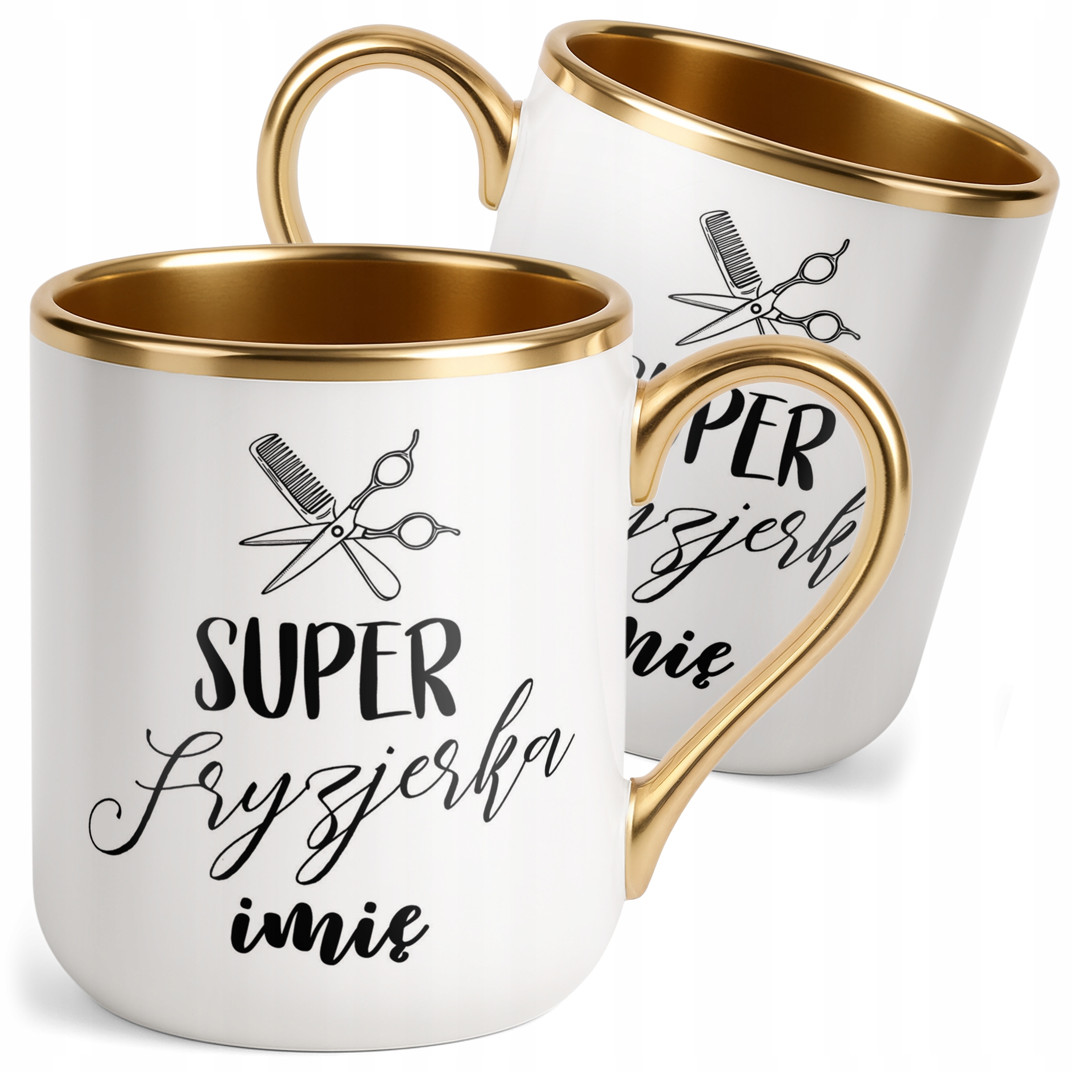 Kubek Premium Złoty Personalizowany Super Fryzjerka Dla Fryzjerki Prezent