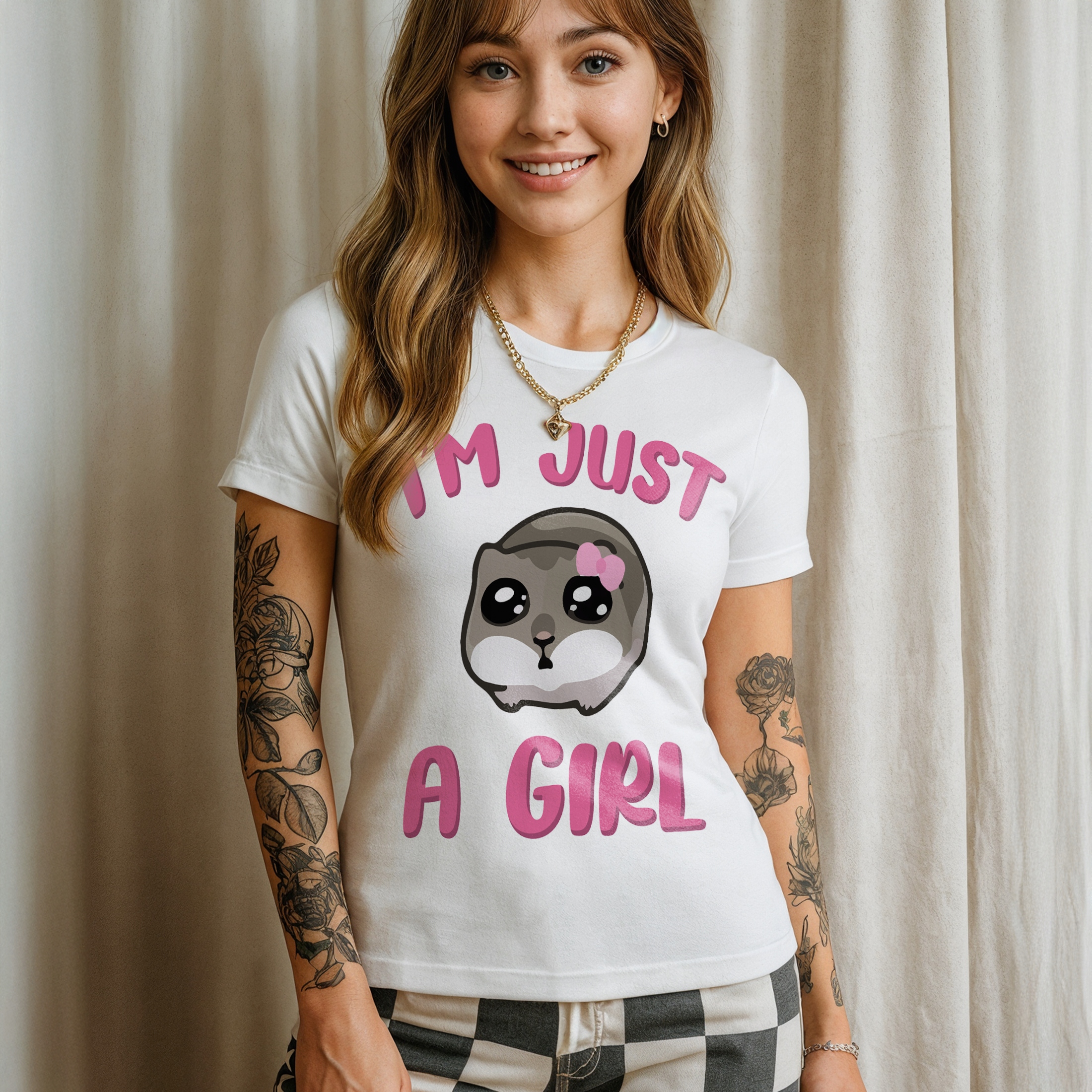 Koszulka biała damska I’m Just A Girl Mem Zabawny Prezent
