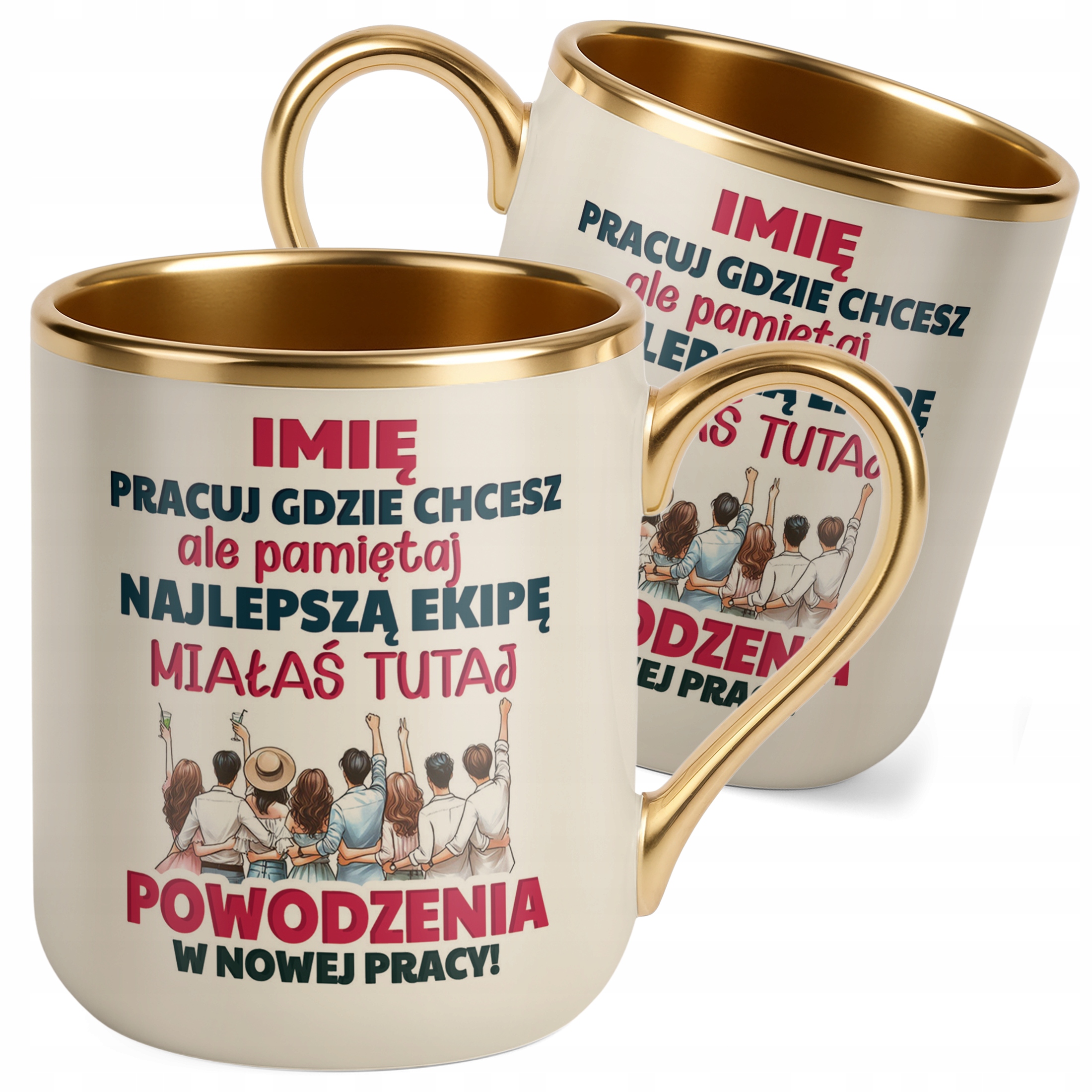 Kubek Premium Złoty Ecru Personalizowany Pożeganie Odejście z Pracy