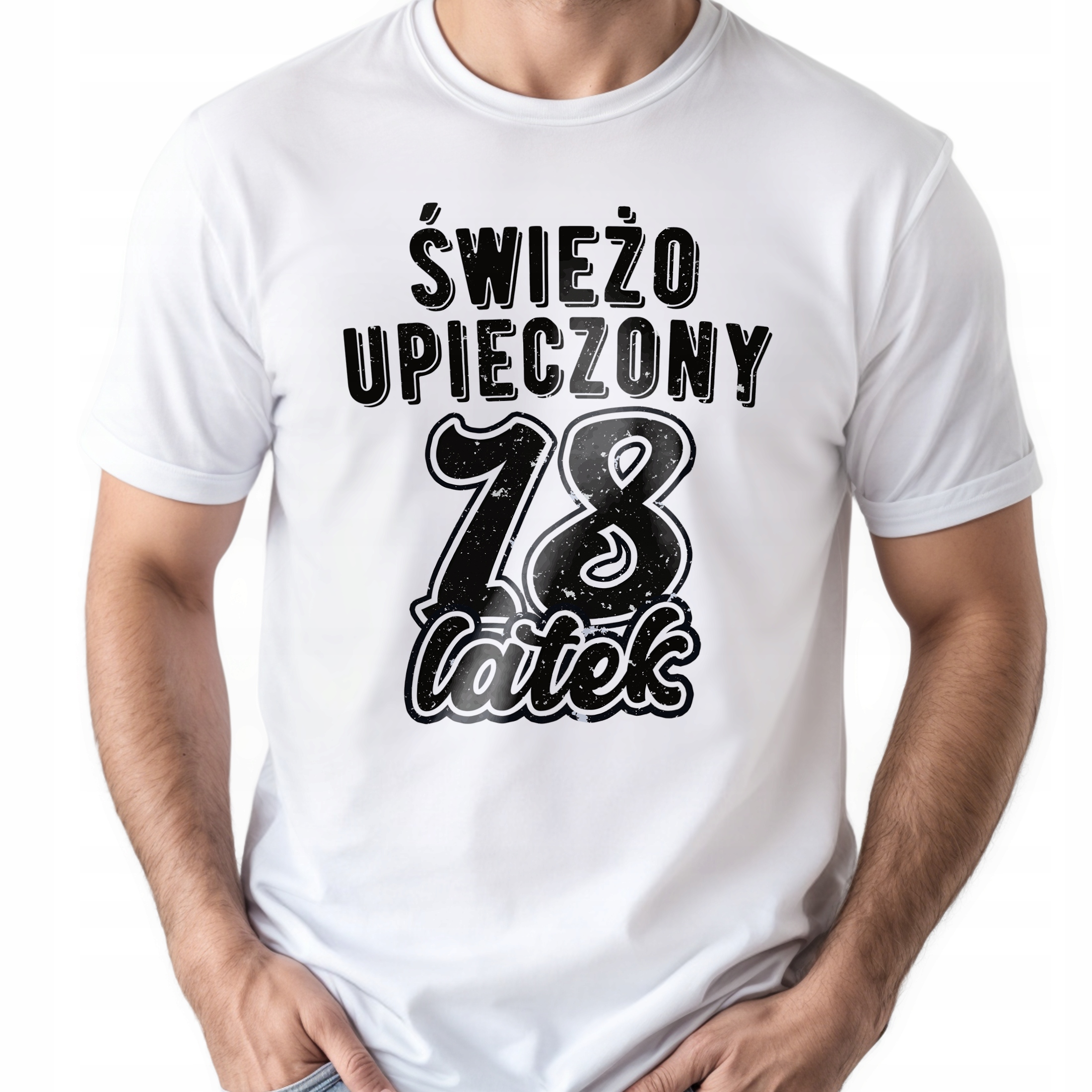 Koszulka biała męska Świeżo Upieczony 18 Urodziny Prezent