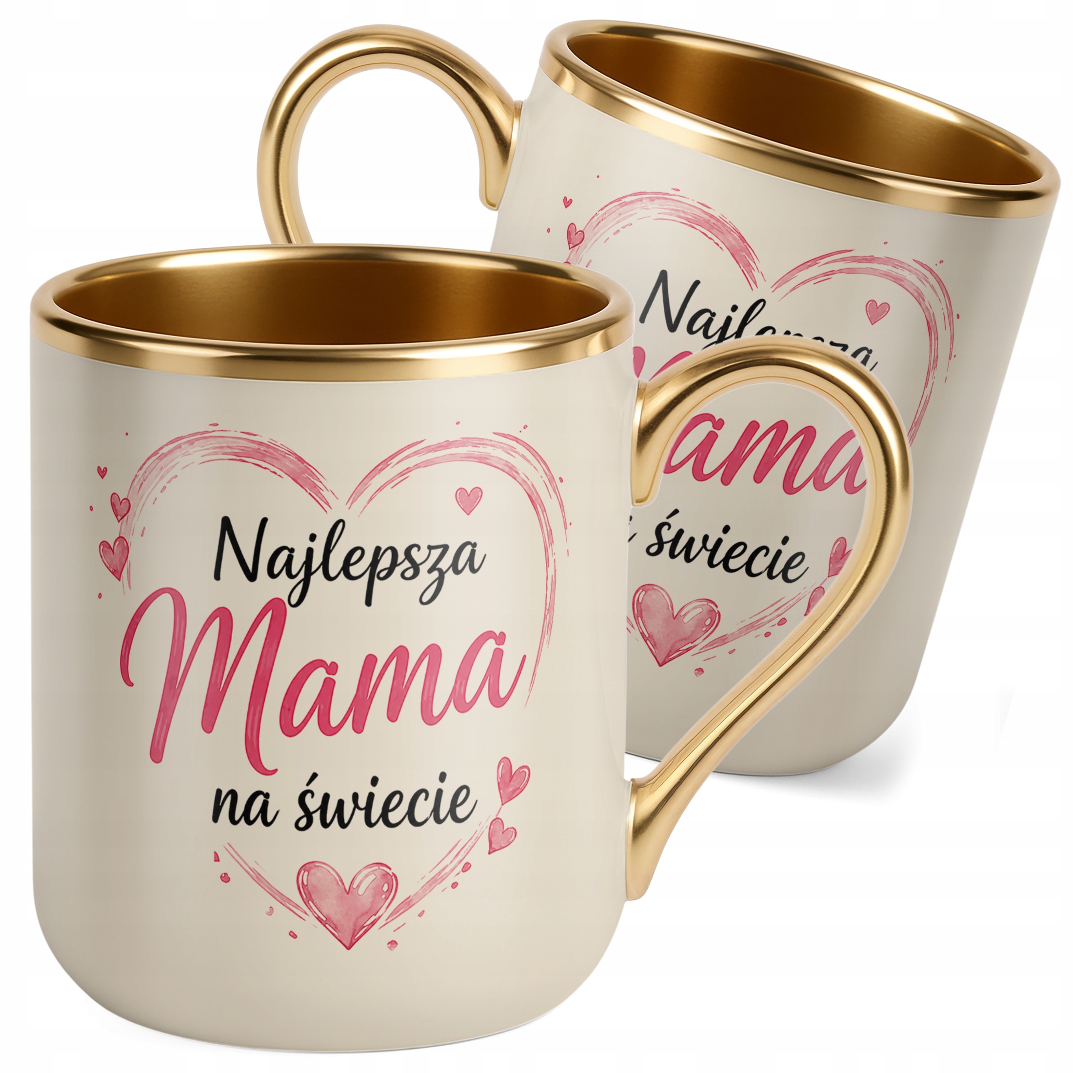 Kubek premium złoty ecru dla mamy prezent na Dzień Matki piękny upominek