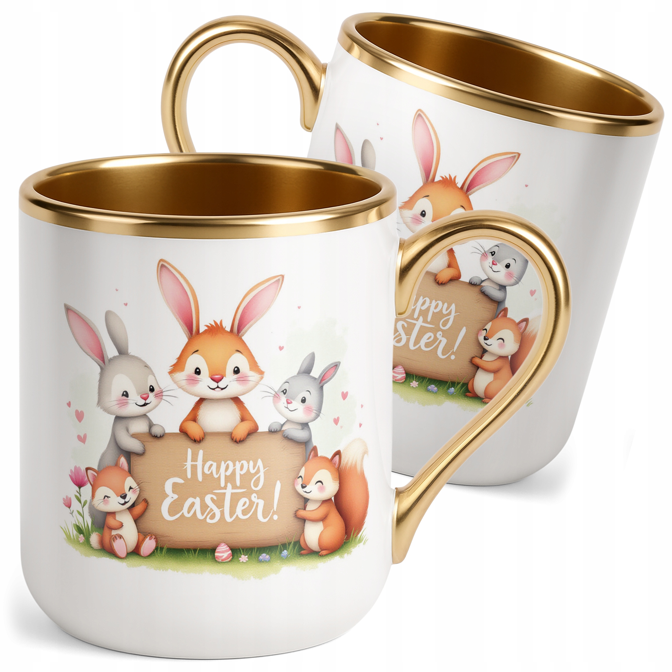 Kubek Premium Złoty Wielkanocny Wielkanoc Prezent Happy Easter
