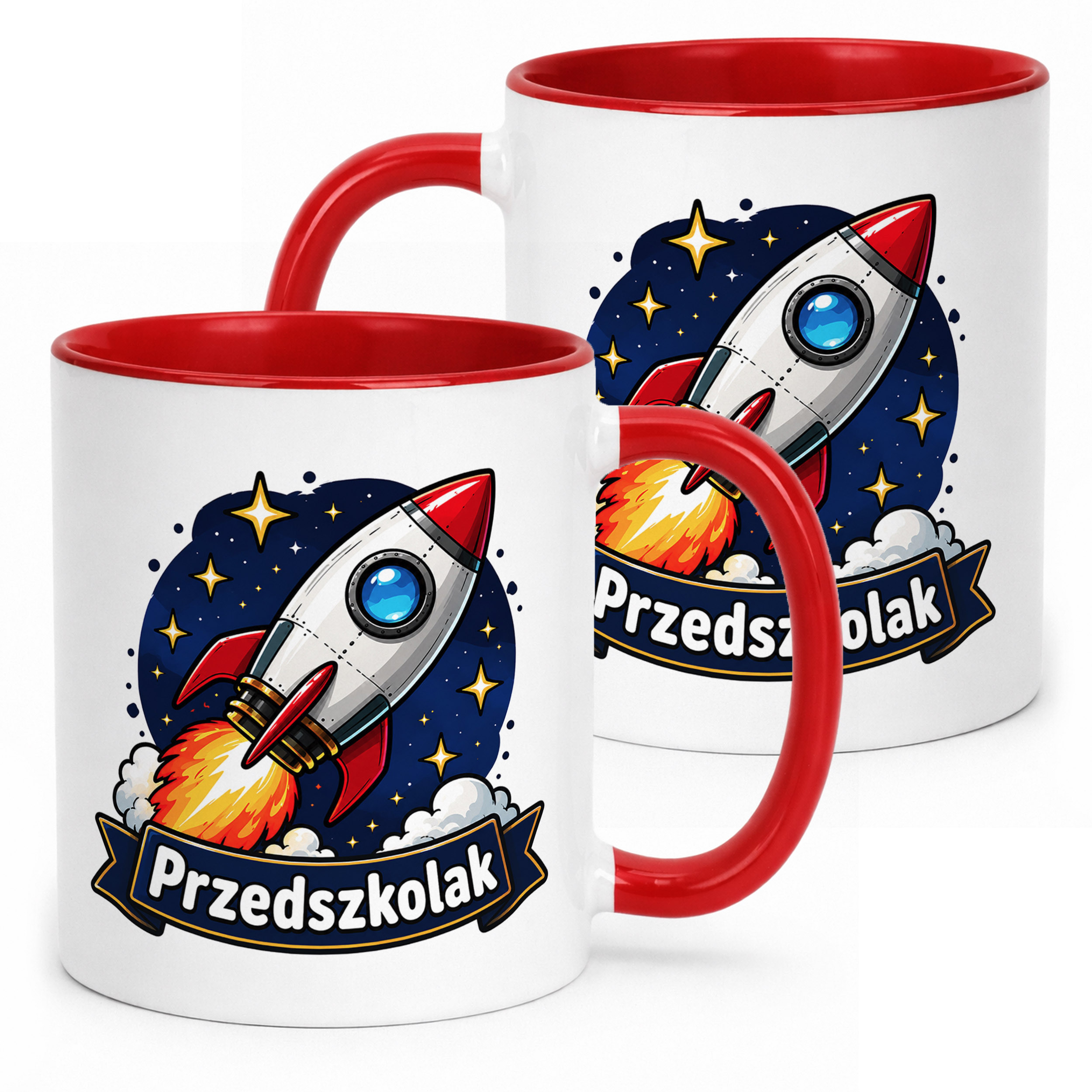 Kubek Czerwony z nadrukiem Przedszkolak Szkoła Dla Dzieci Prezent