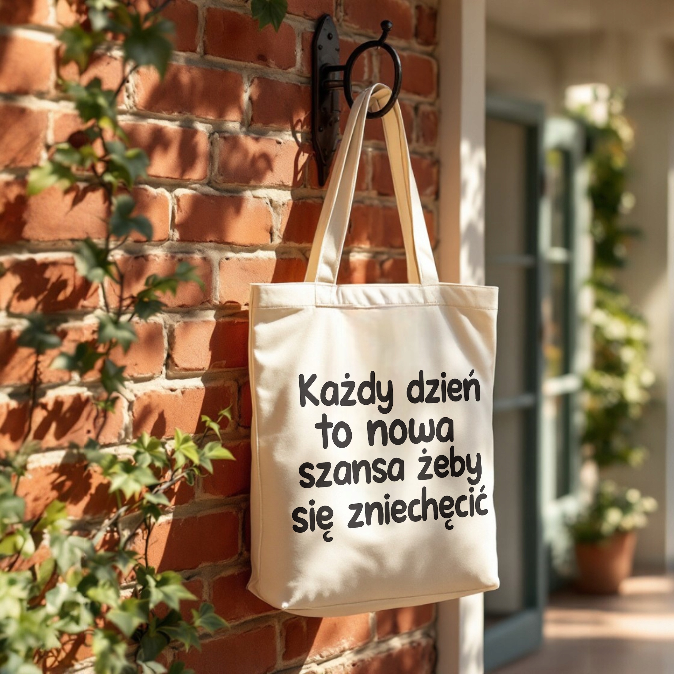 Torba bawełniana premium Każdy Dzień To Nowa Szansa Zabawny Prezent