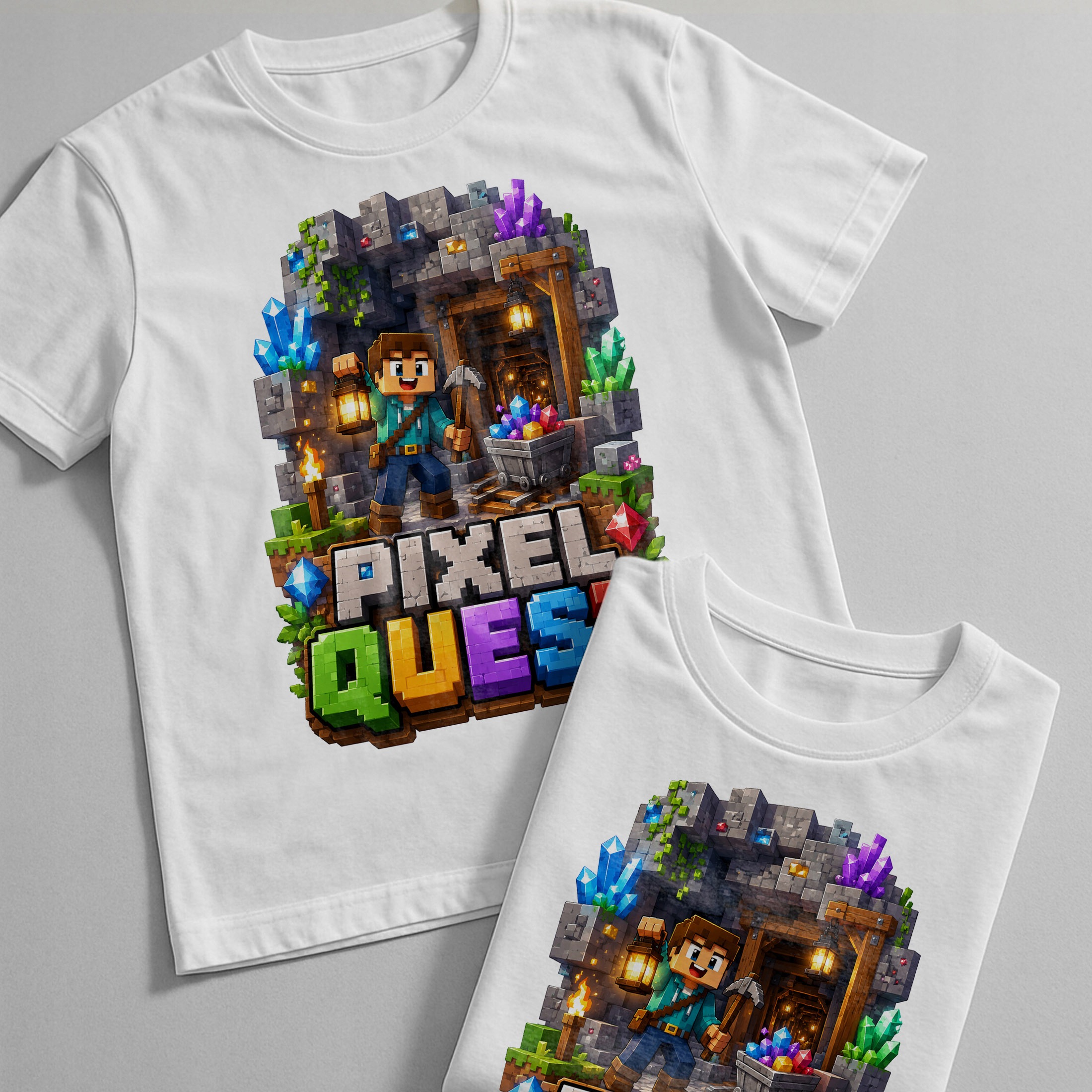 Koszulka Dziecięca Biała Z Nadrukiem PIXEL Gra Dla Dzieci Prezent r. 116