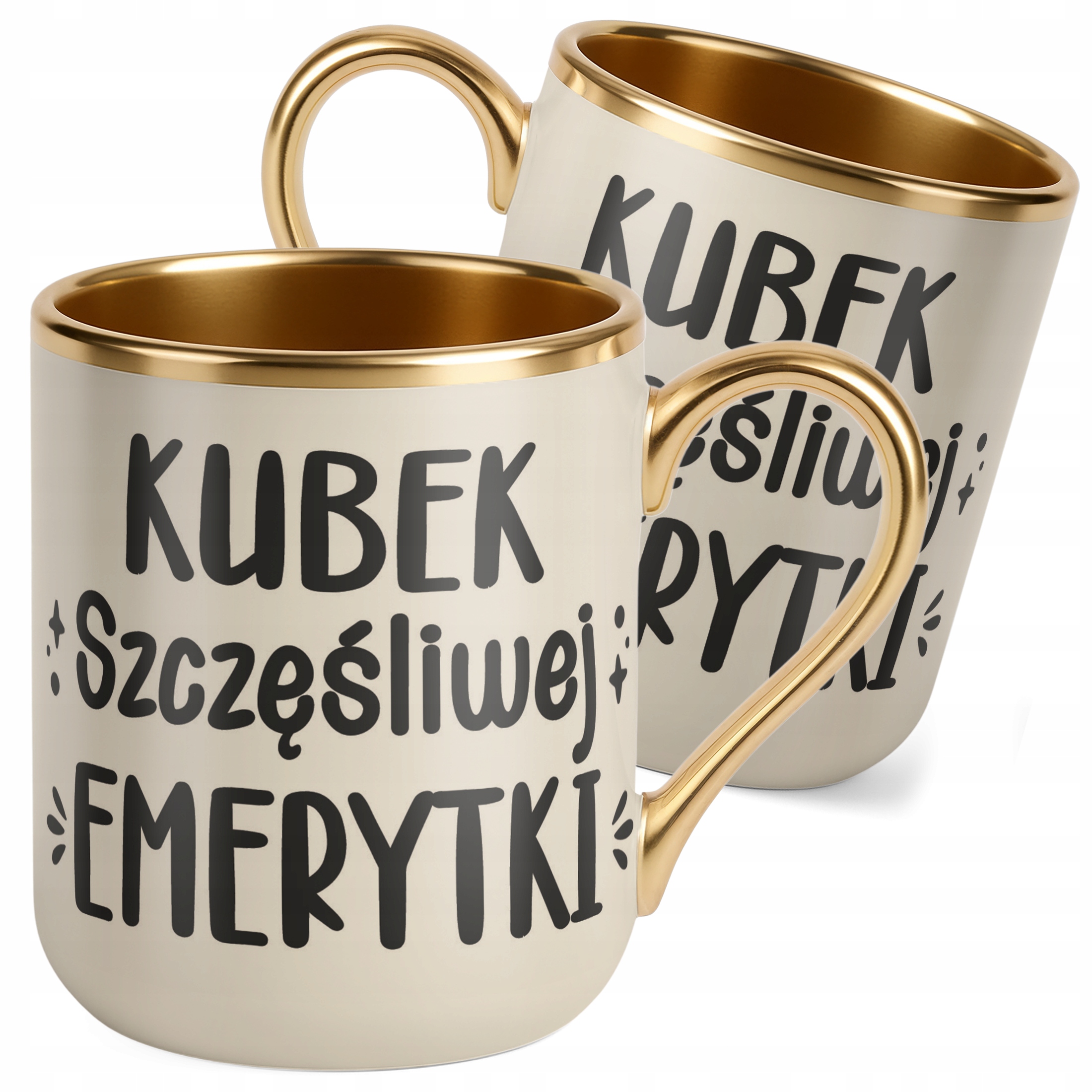 Kubek Premium Złoty Ecru Z okazji Emerytury Dla Emerytki Prezent