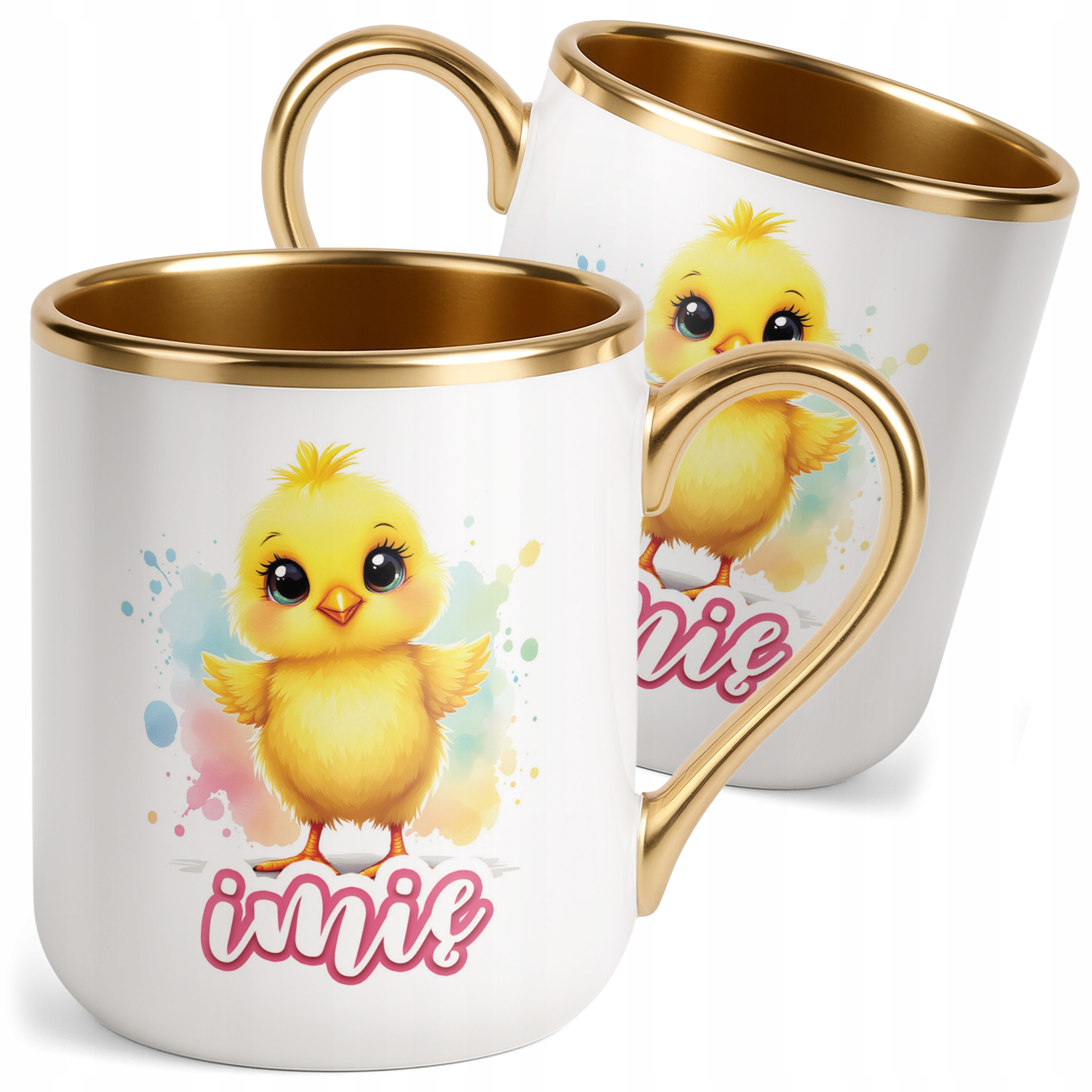 Kubek Premium Złoty Personalizowany Wielkanoc Prezent Kurczak Wiosna