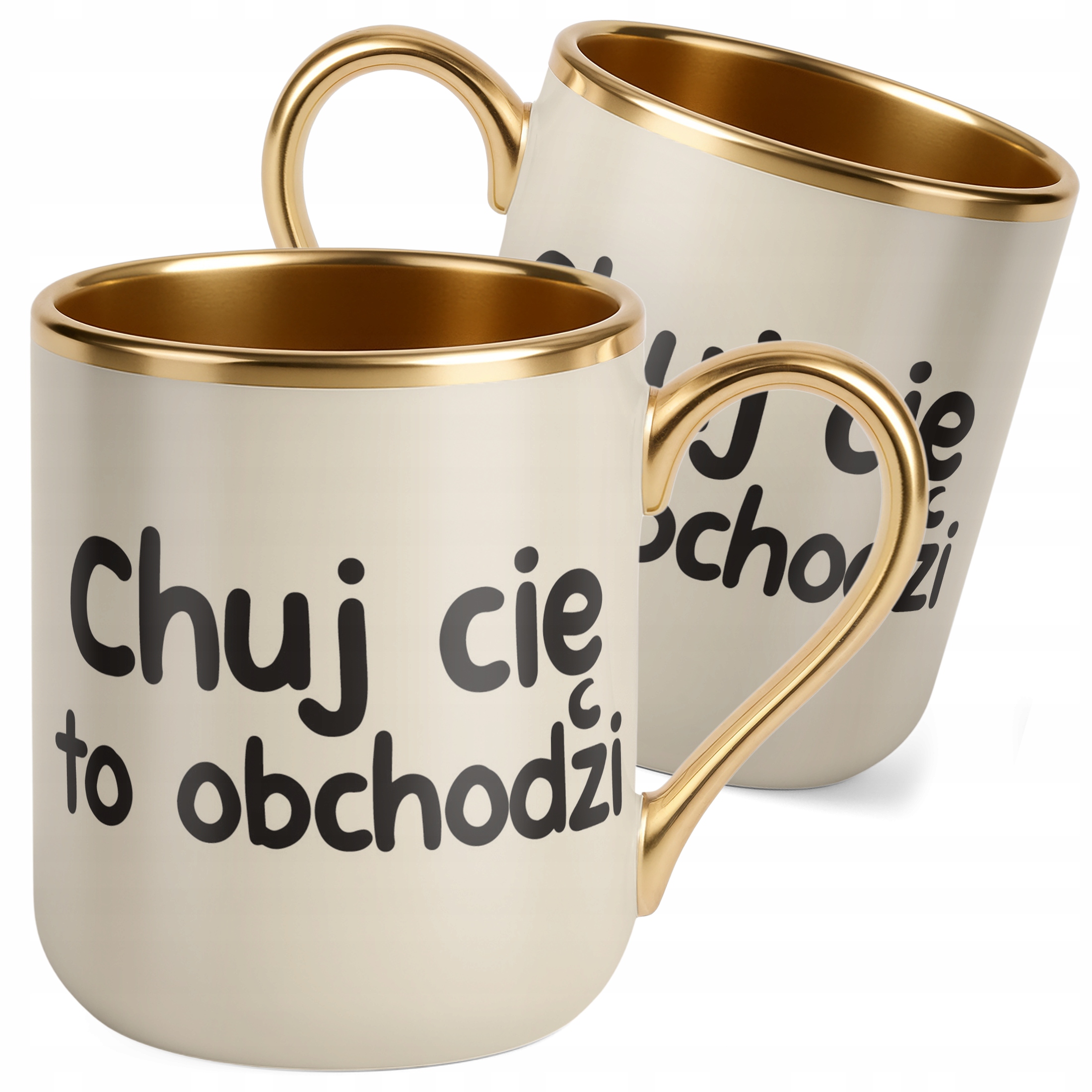 Kubek Premium Złoty Ecru Ch*j Cię To Obchodzi Śmieszny Zabawny