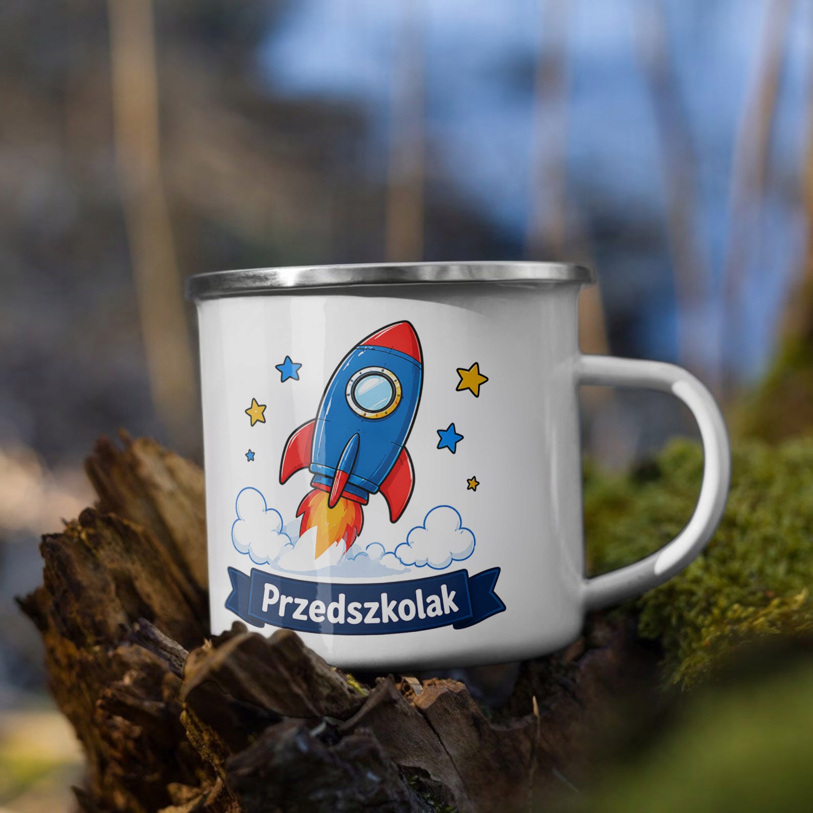 Zestaw Plecak Worek Kubek Emaliowany Z Nadrukiem Przedszkolak Szkoła