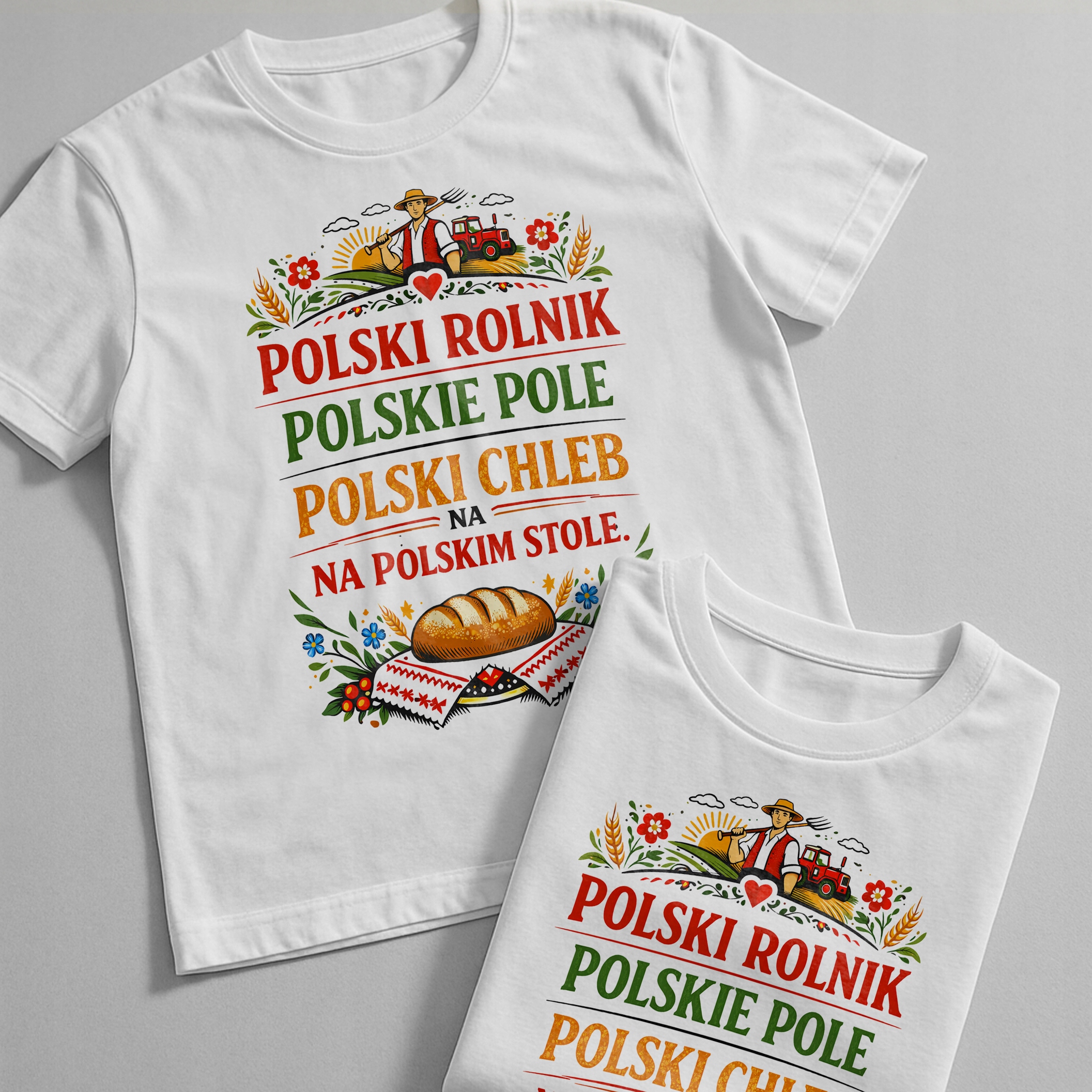 Koszulka biała męska Polski Rolnik Polskie Pole Chleb na stole r. 3XL