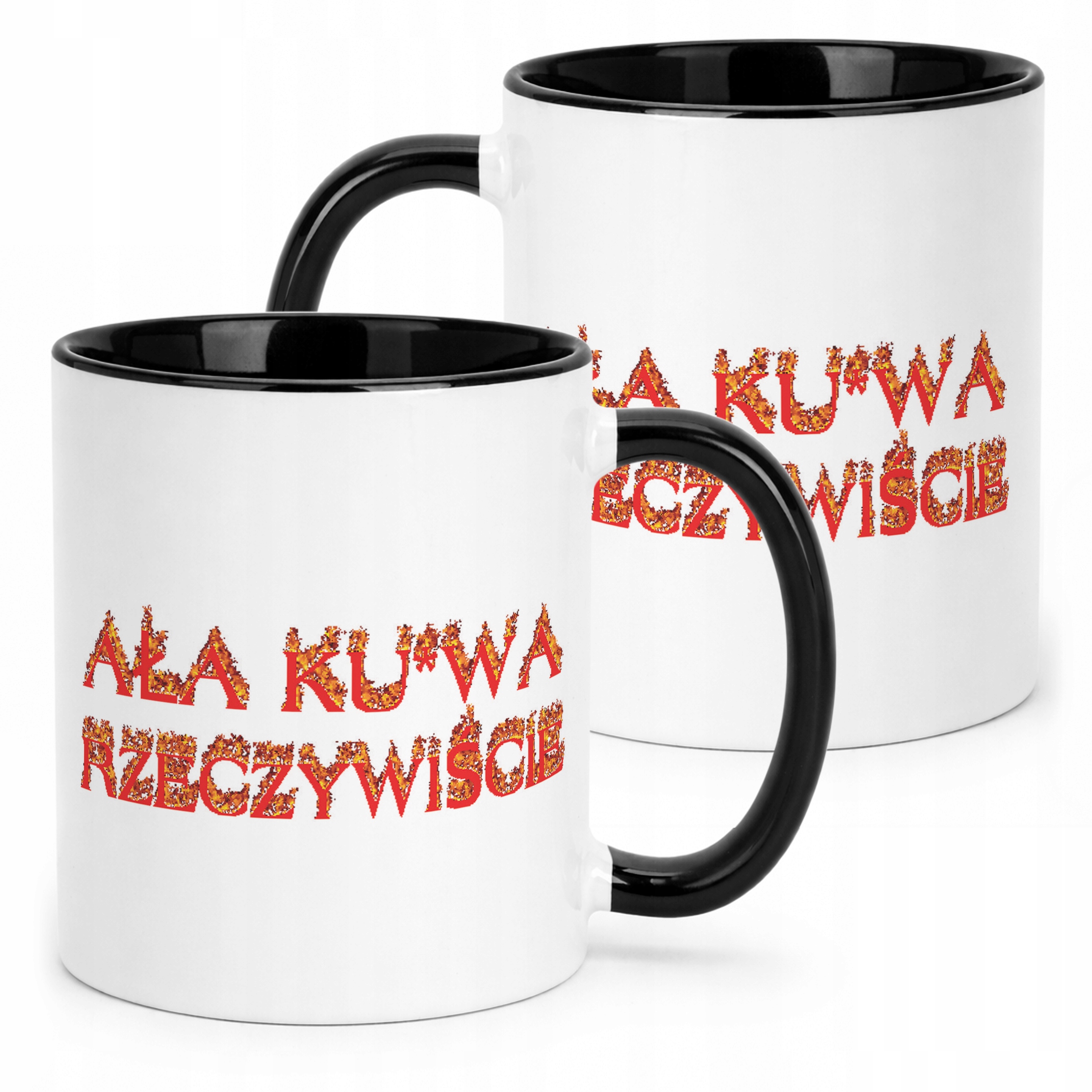 Kubek Czarny Ała Ku*wa Rzeczywiście Memy Zabawne Prezent