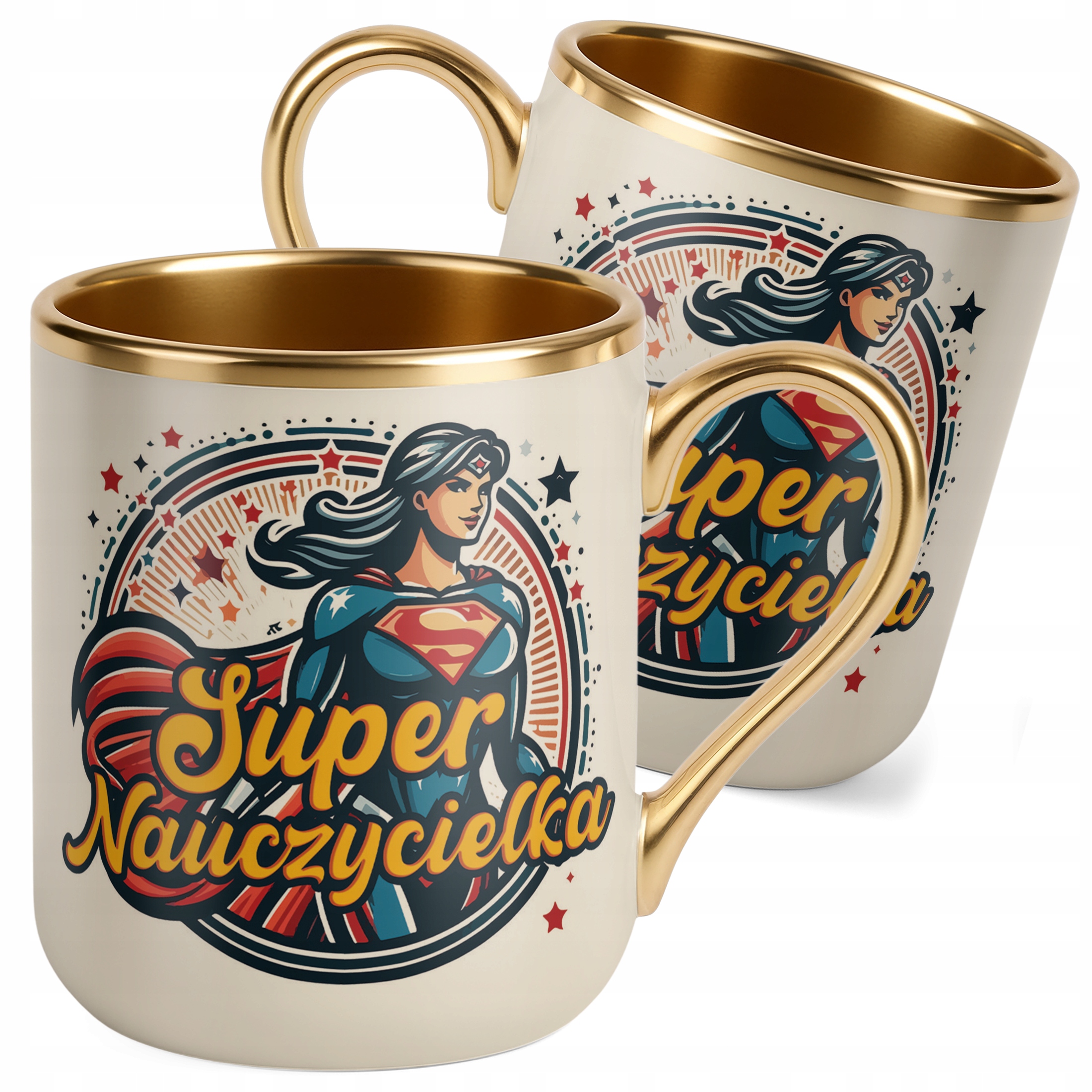 Kubek Premium Złoty Ecru Dzień Nauczyciela Dla Nauczycielki Prezent