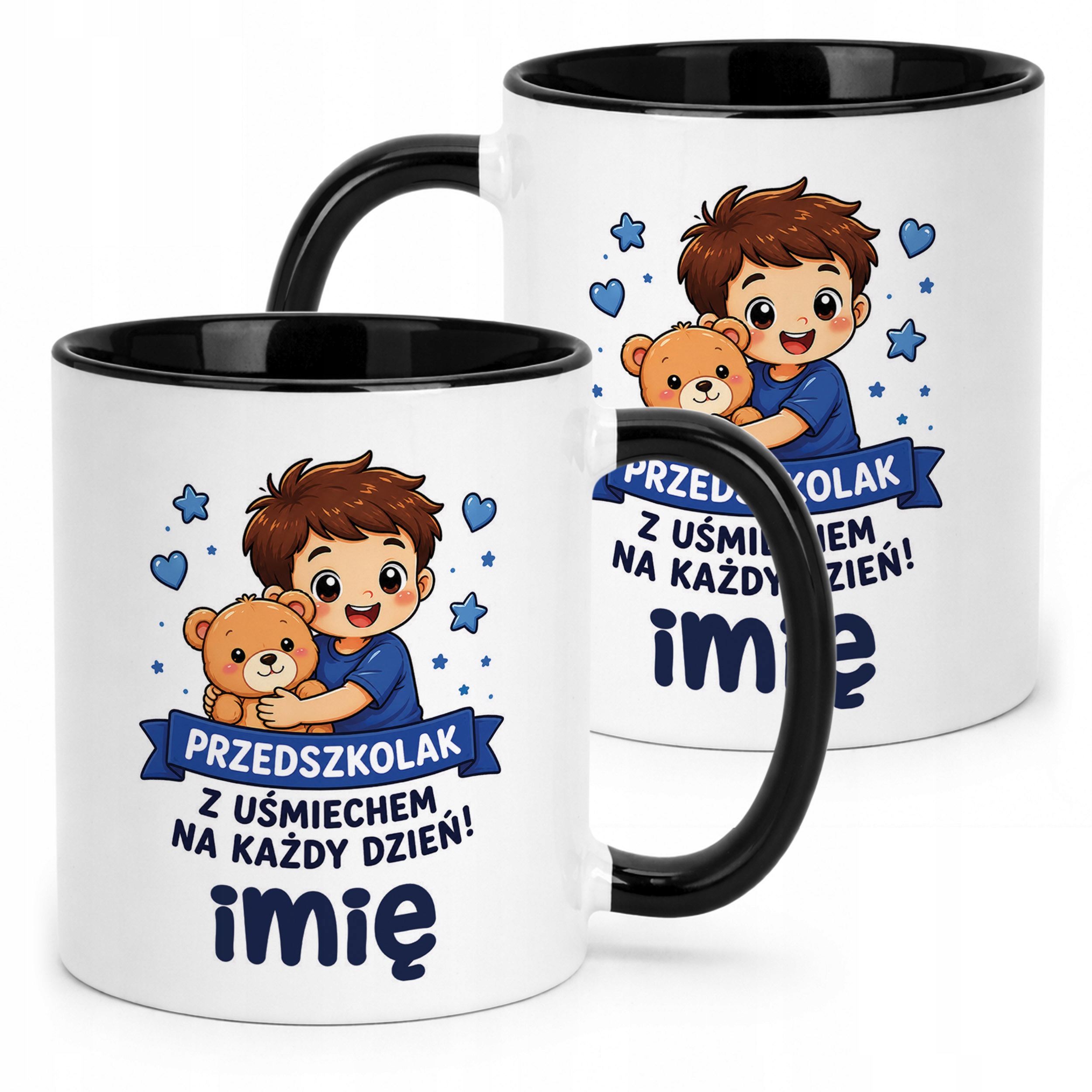 Kubek Czarny z nadrukiem personalizowany Przedszkolak Szkoła Dla Dzieci