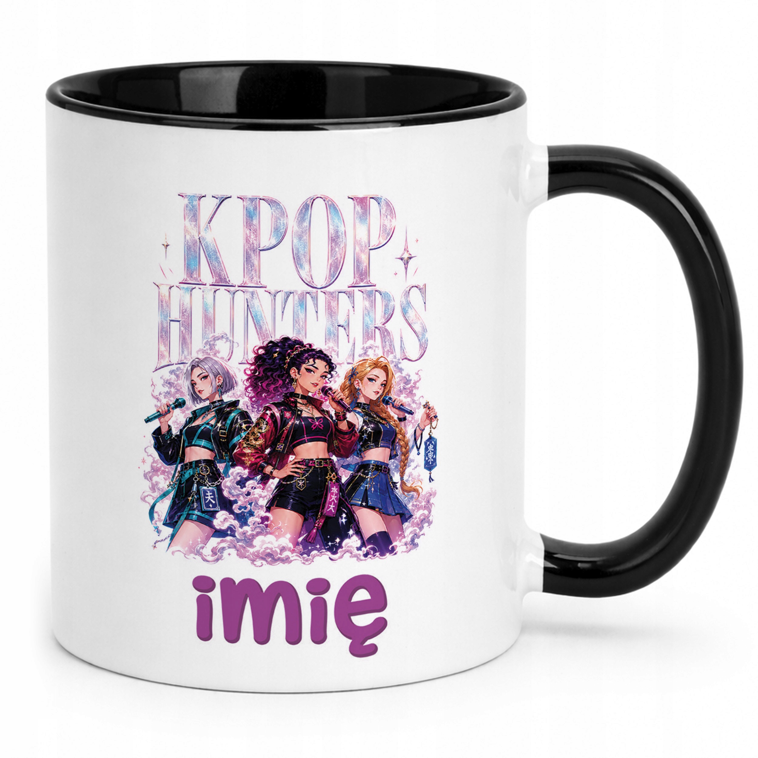 Zestaw Personalizowany Kubek Czarny Poduszka Łowczynie Kpop Prezent