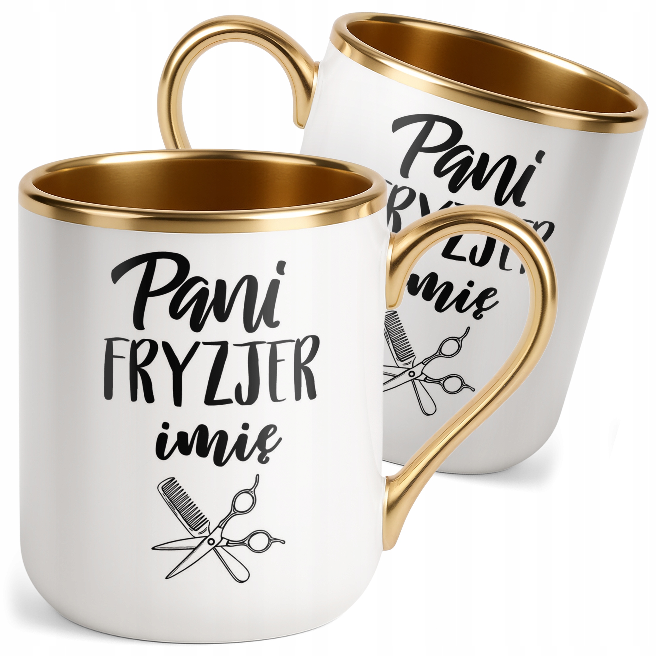 Kubek Premium Złoty Personalizowany Pani Fryzjer Dla Fryzjerki Prezent
