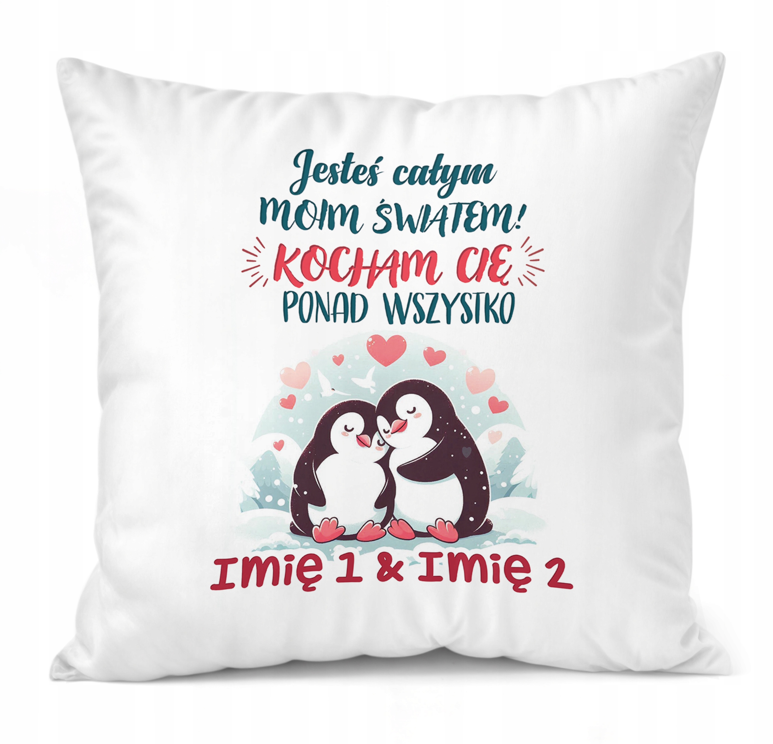 Zestaw Kubek + Poduszka 38×38 cm Walentynki Z imionami Dla Pary Prezent