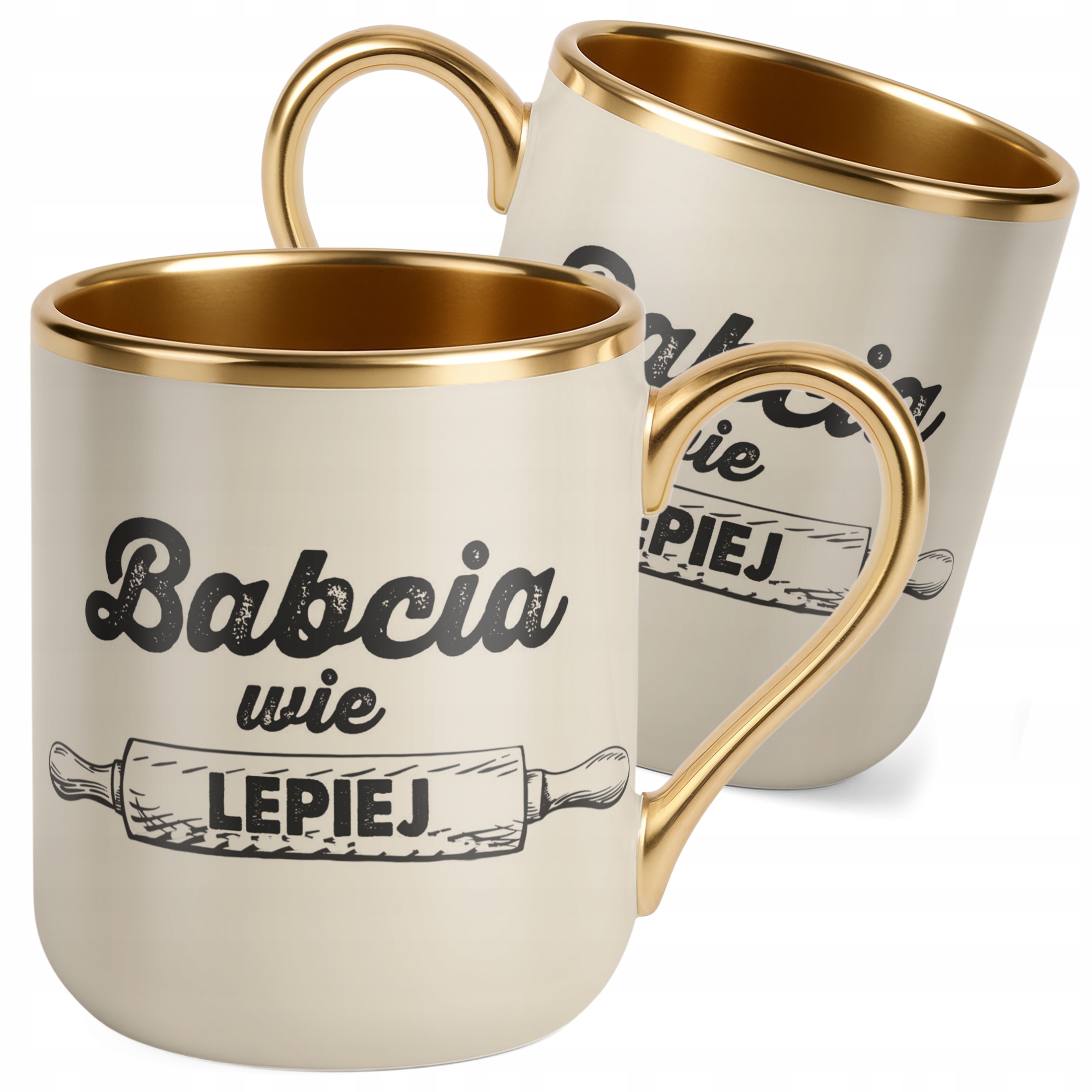Kubek Premium Złoty Ecru Dzień Babci Dla Babci Prezent Upominek