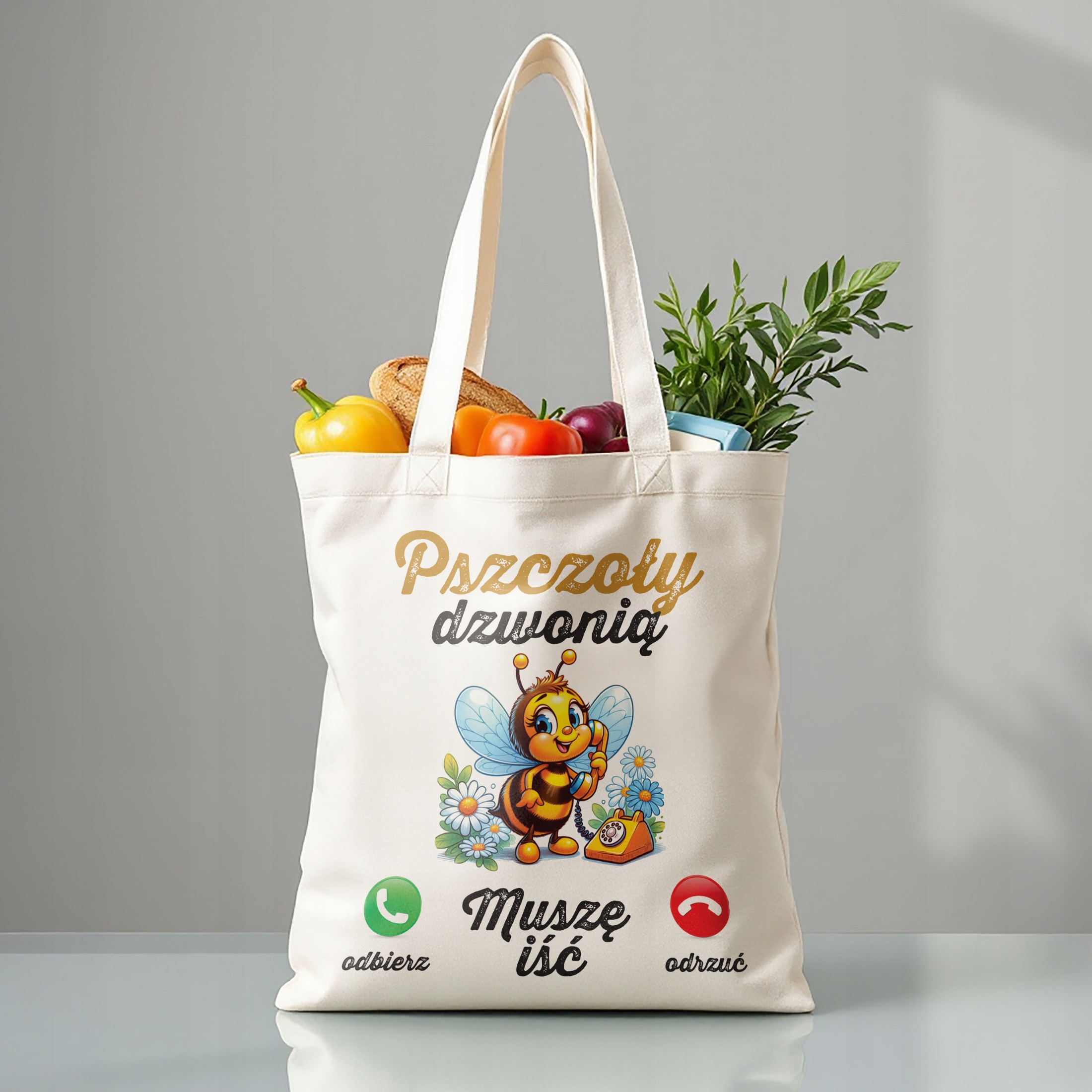 Torba bawełniana premium Pszczoły Dzownią Zabawny Prezent