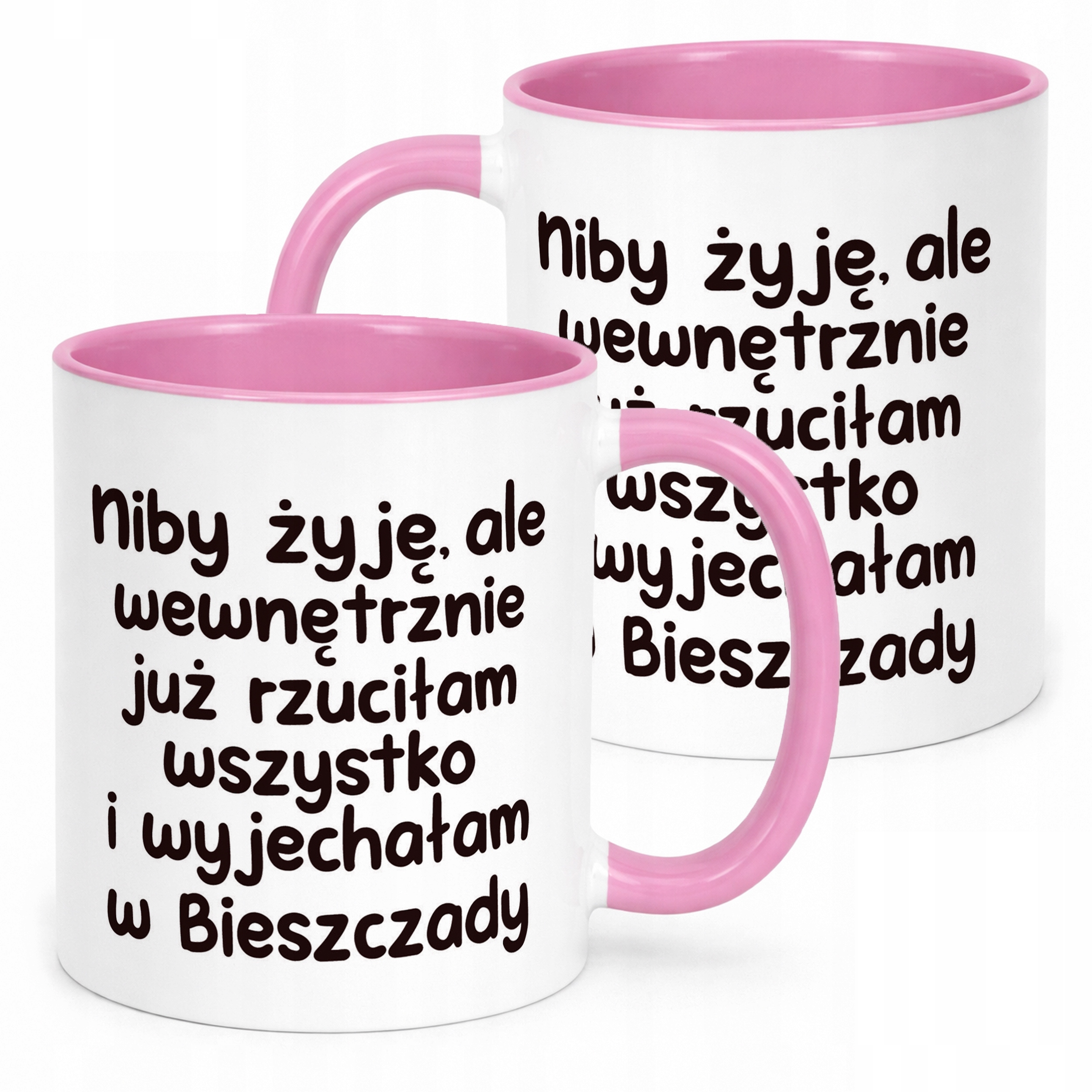 Kubek Różowy Niby Żyję Ale Wewnętrznie Śmieszny Zabawny Prezent