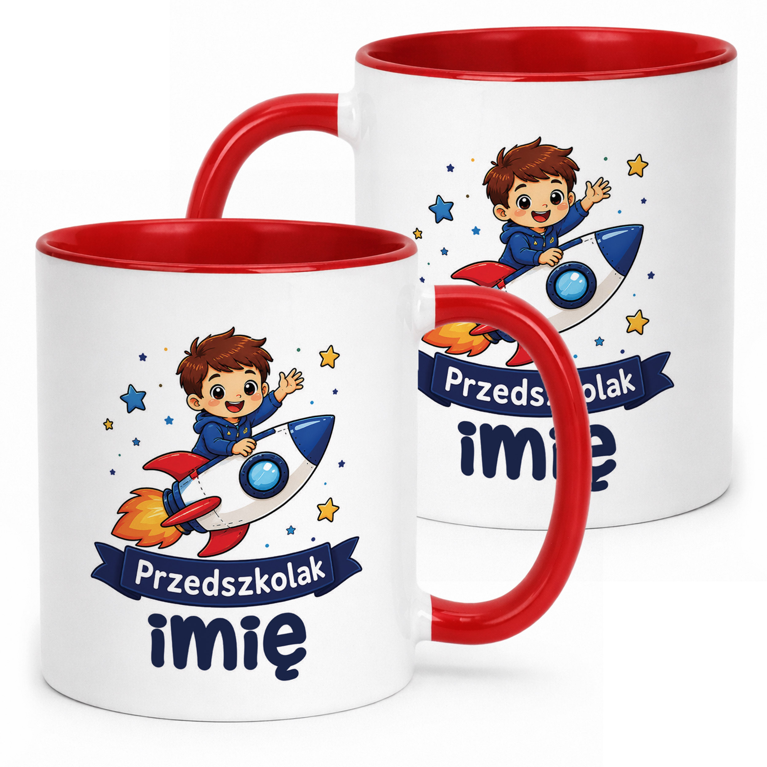Kubek Czerwony z nadrukiem personalizowany Przedszkolak Szkoła Dla Dzieci