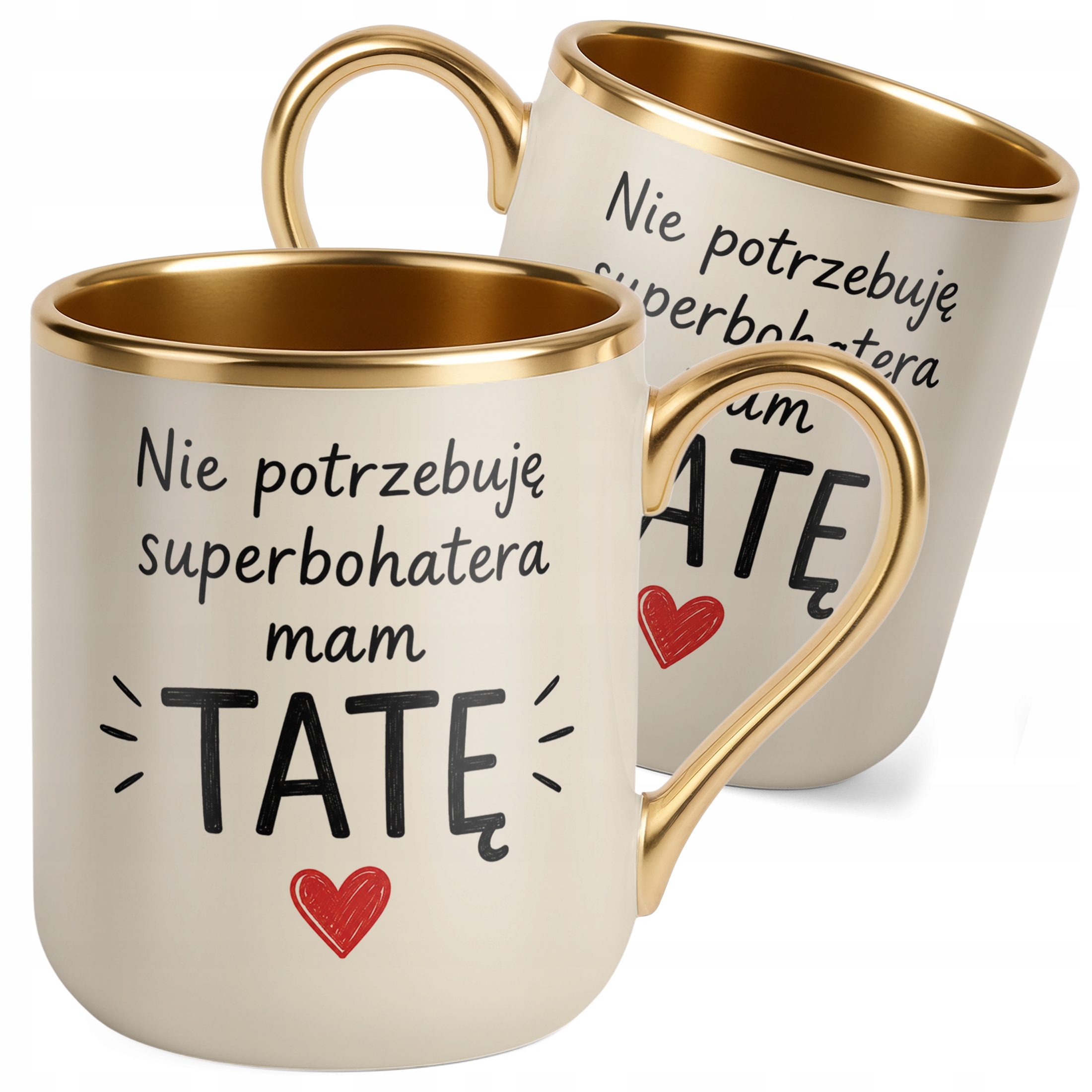 Kubek Premium Złoty Ecru upominek na Dzień Ojca prezent dla taty