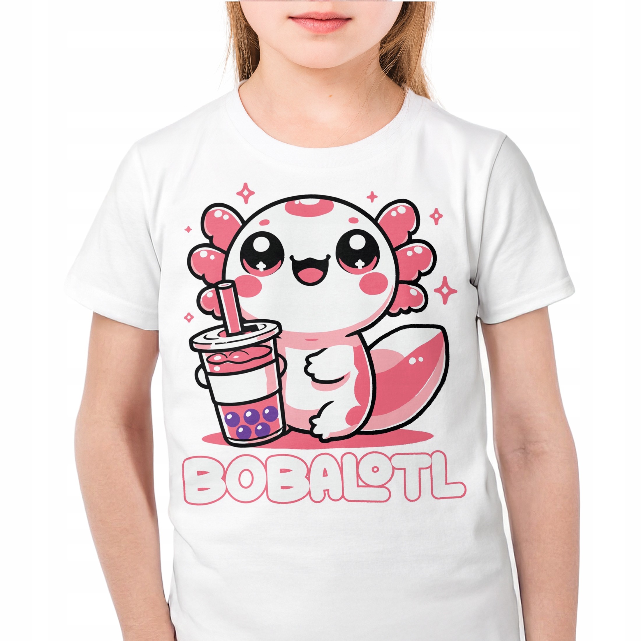 Koszulka dla dziecka biała Aksolotl Axolotl Uśmiechnięty Viral