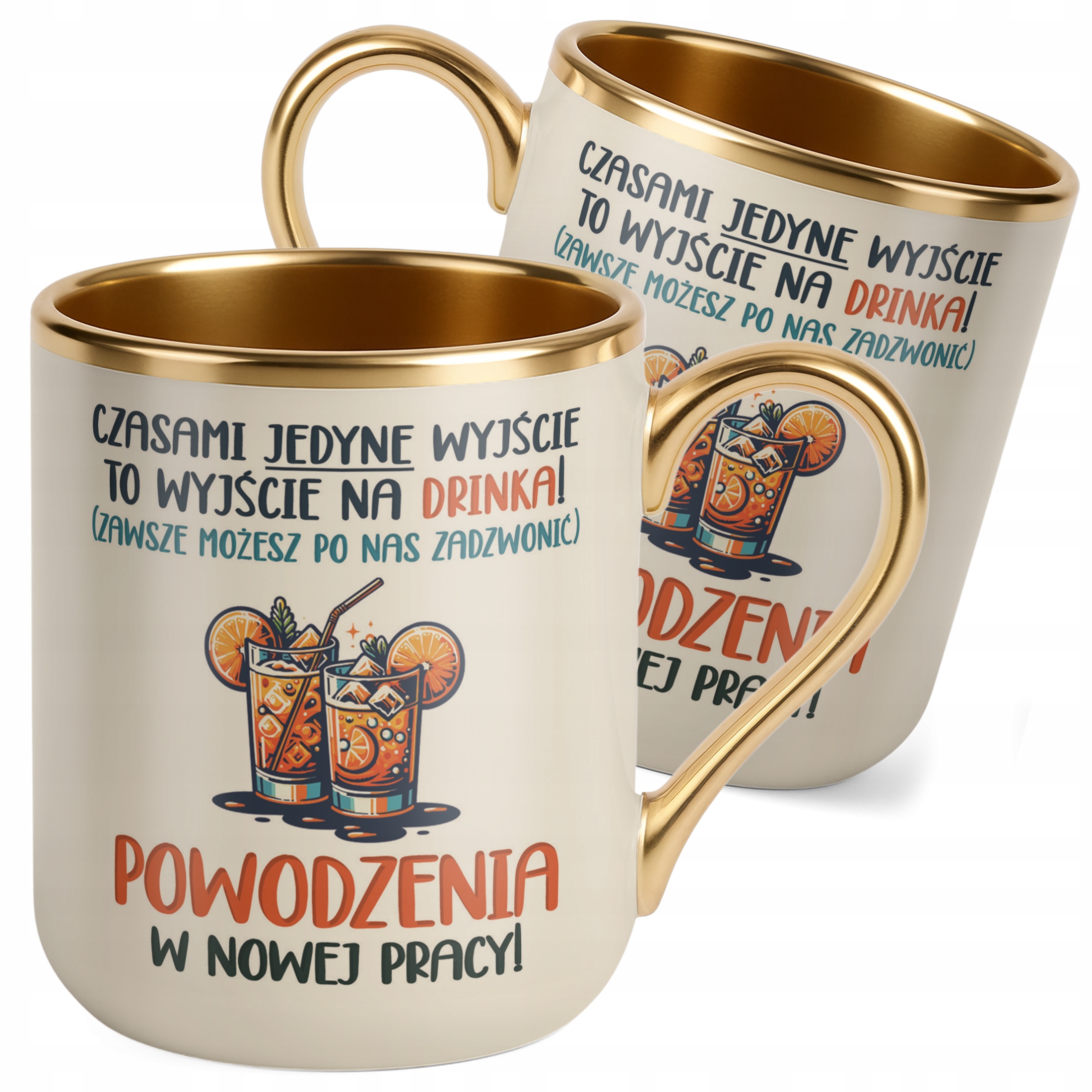 Kubek Premium Złoty Ecru Pożeganie Odejście z Pracy Prezent Upominek