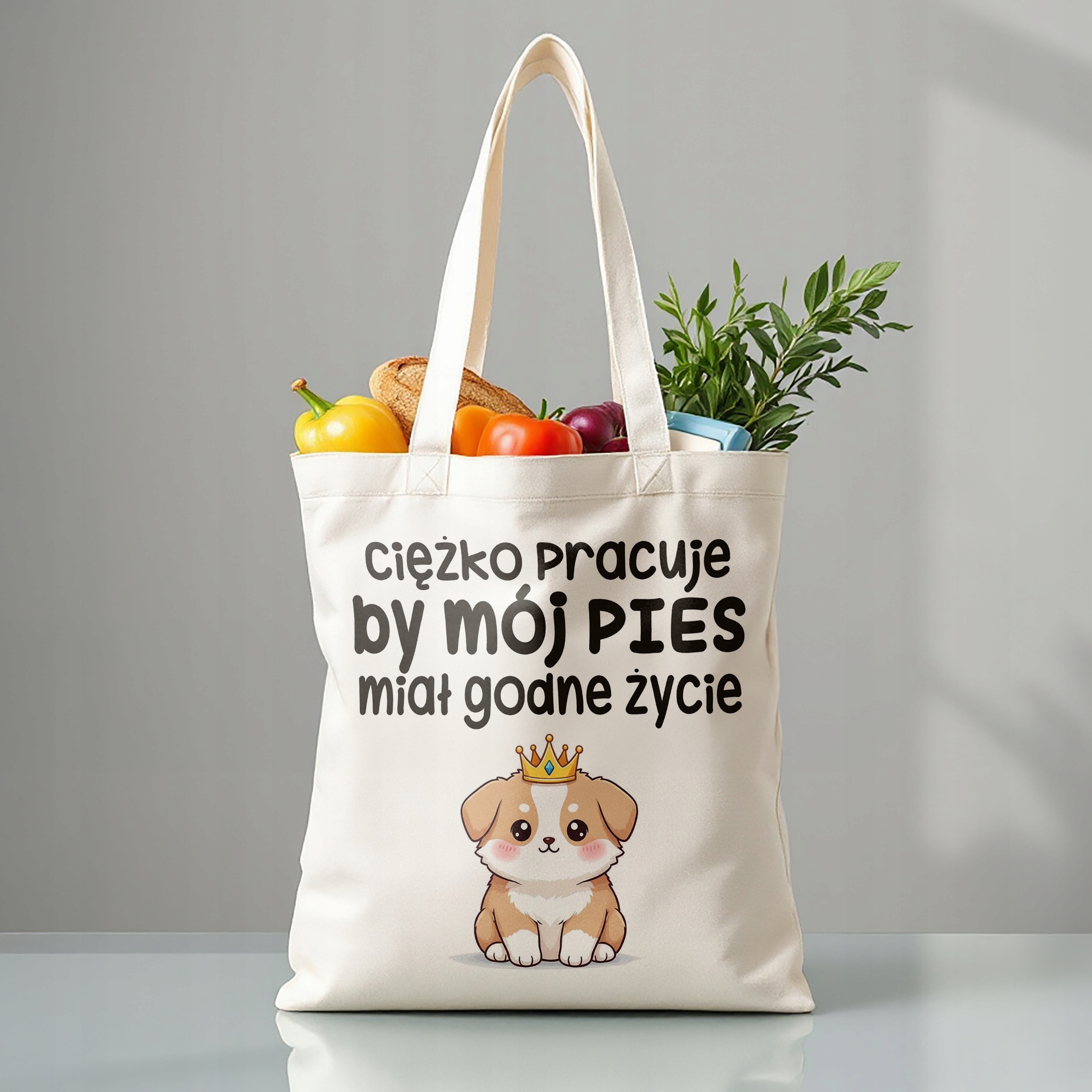 Torba bawełniana premium Ciężko Pracuję By Mój Pies Zabawny Prezent