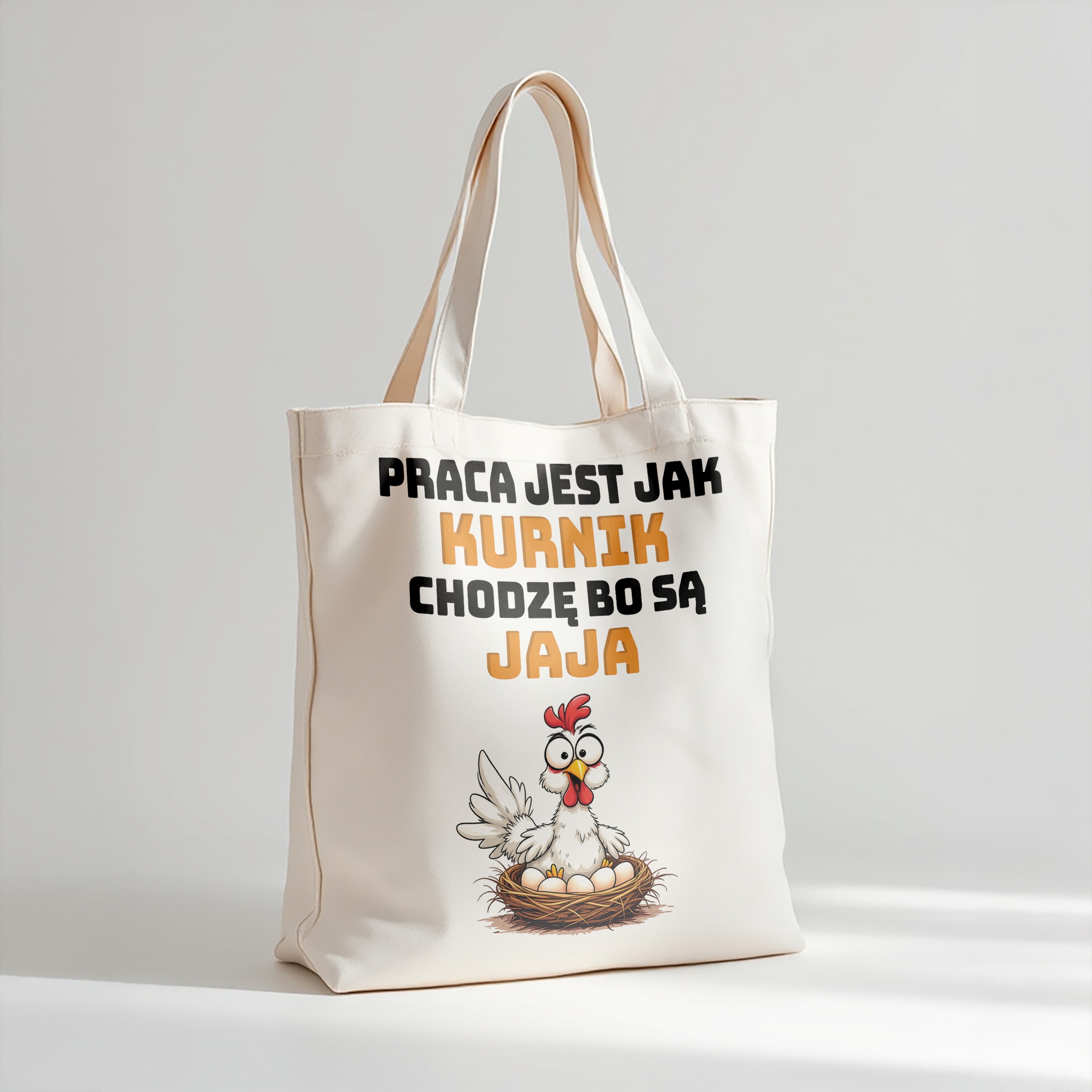 Torba bawełniana premium Praca Jest Jak Kurnik Zabawny Prezent
