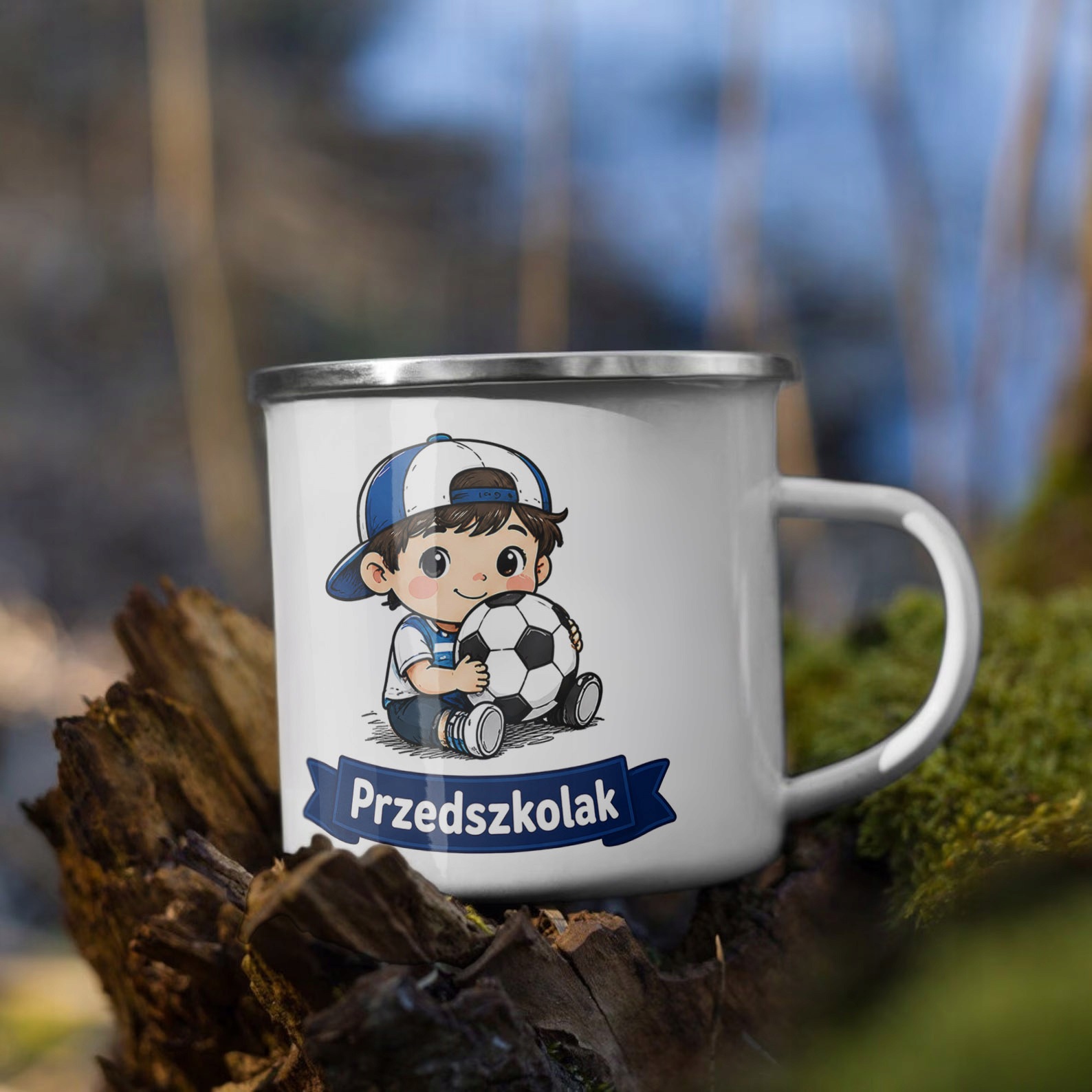 Zestaw Plecak Worek Kubek Emaliowany Z Nadrukiem Przedszkolak Szkoła
