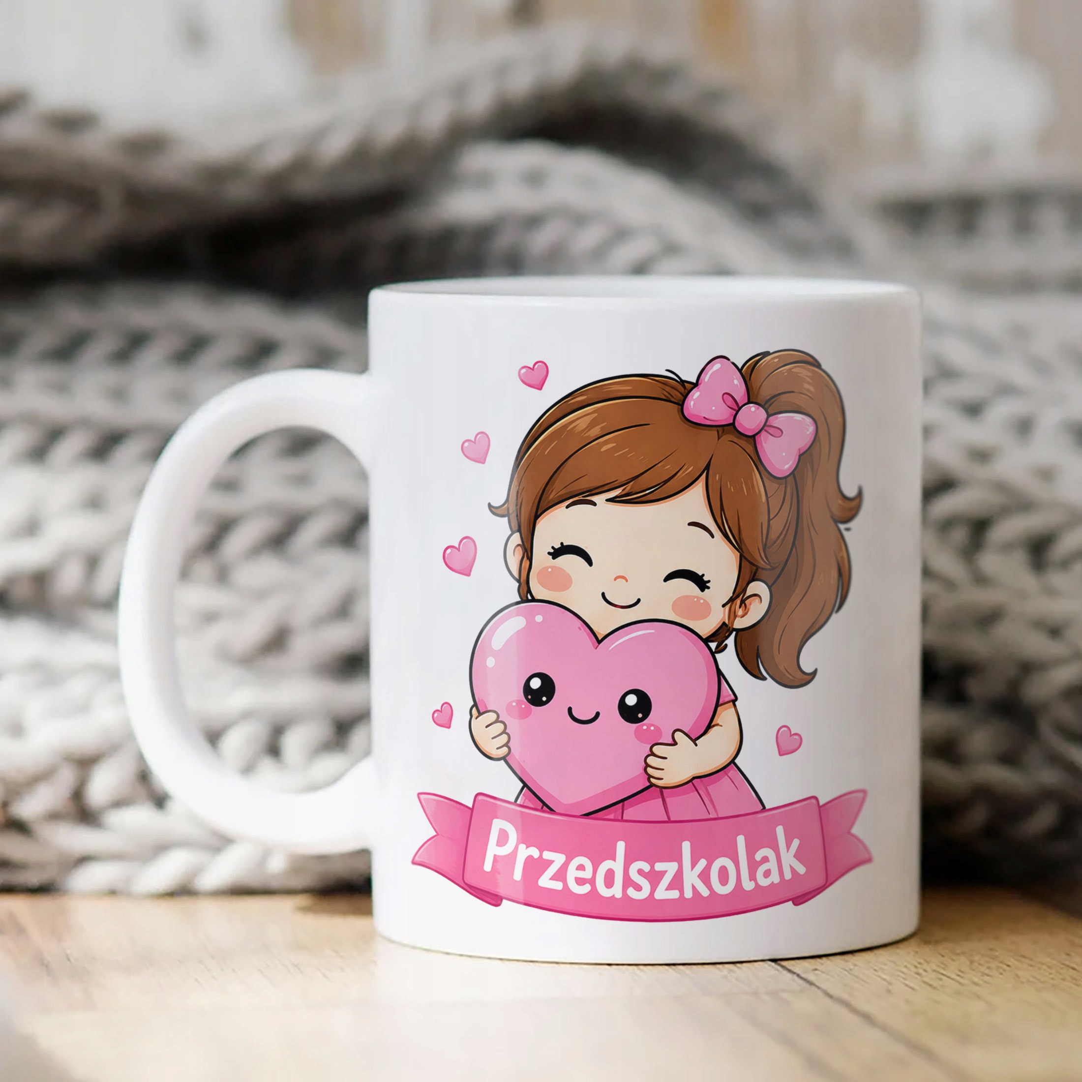 Biały Kubek z nadrukiem Przedszkolak Szkoła Dla Dzieci Prezent