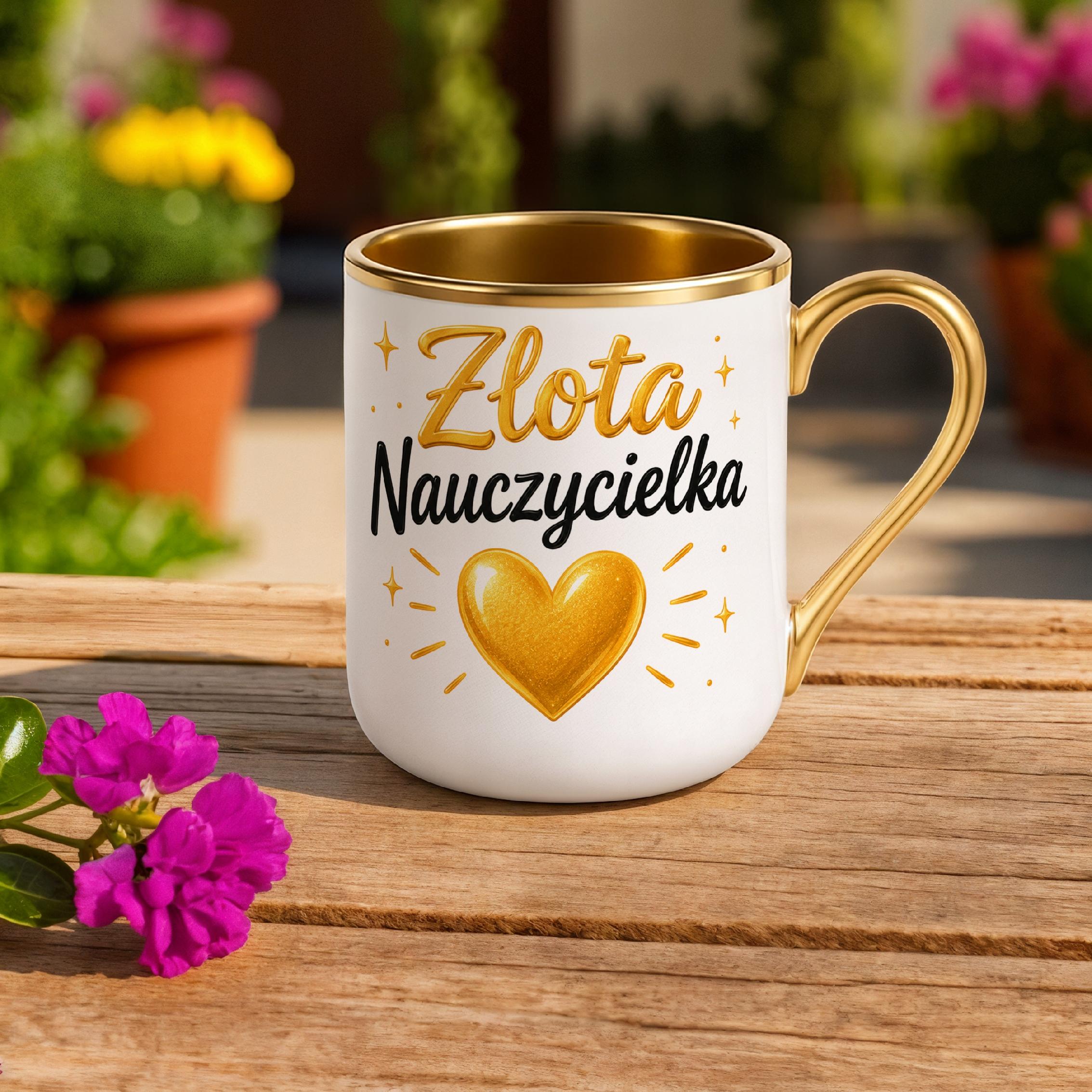 Kubek Premium Złoty Dzień Nauczyciela Dla Nauczycielki Prezent Upominek