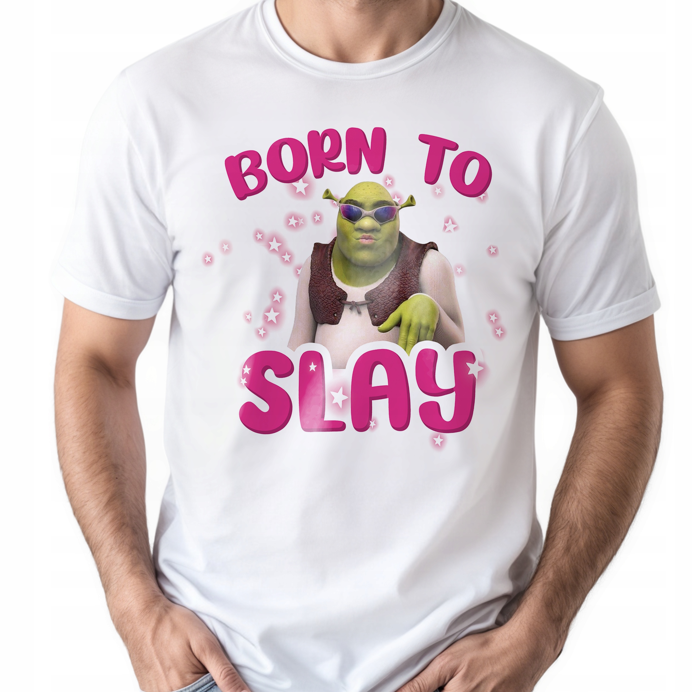 Koszulka biała męska Born To Slay Zabawny Prezent Zabawny Prezent r. 3XL