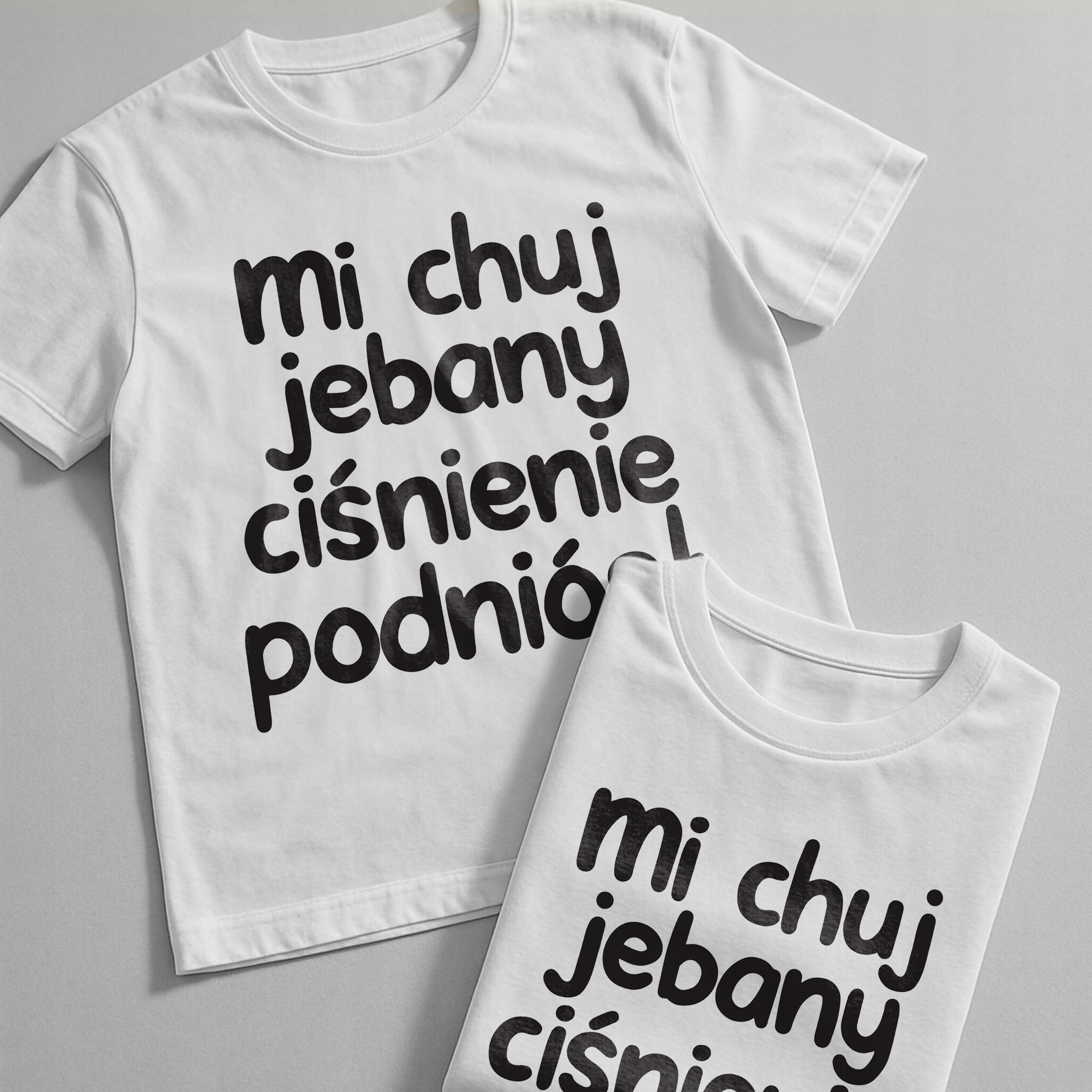 Koszulka biała męska Mi Ch*j Jeb**y Ciśnienie Podniósł Prezent
