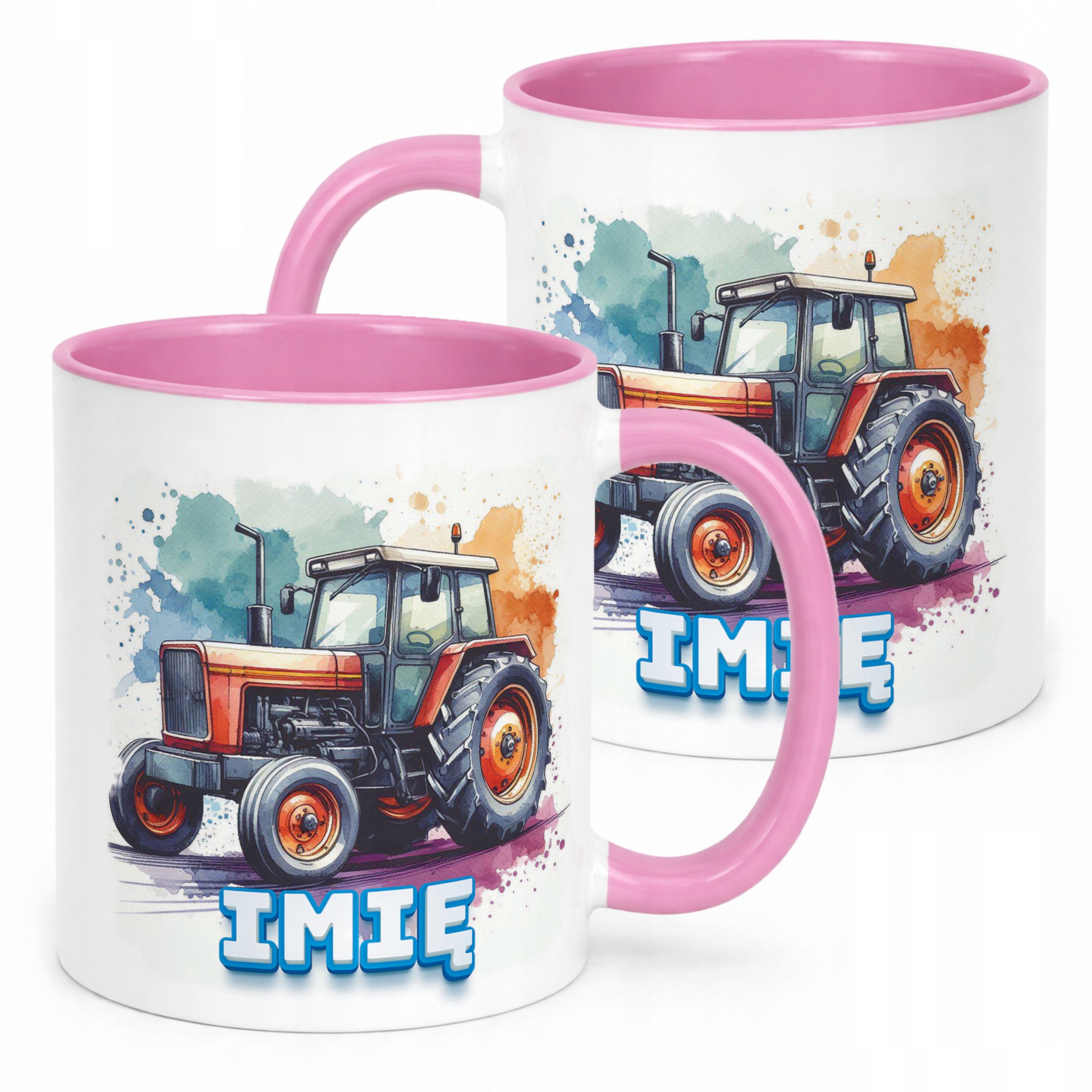 Kubek Różowy Personalizowany Dla Fanów Traktorów Traktor Prezent